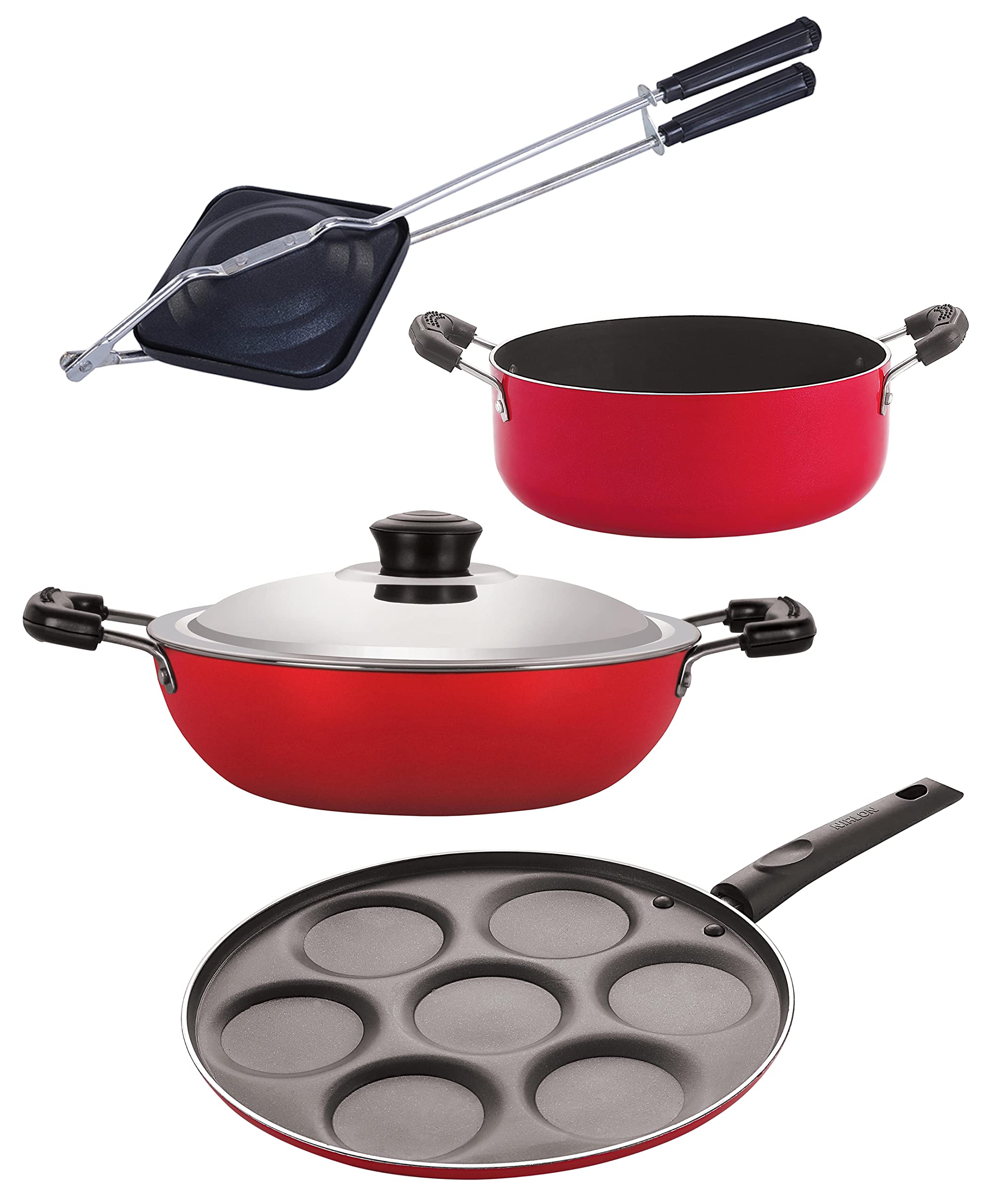 Nirlon Kitchen Accessories For Cooking Non Stick Aluminium Cookware Set Of 4 Pieces (Dkd(J)_Up7_Ht_Cs24)