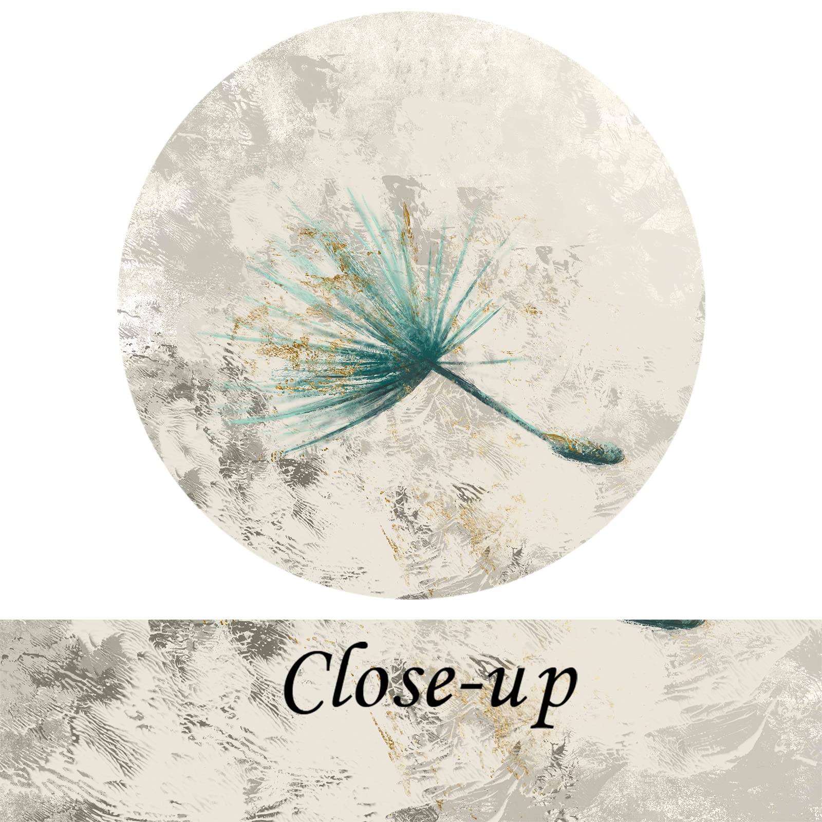 3 Pieces Teal Dandelion Canvas Wall Art Abstract Neutral Green Blowing Flower On Rustic Wood Background Framed Artwork For Bedro