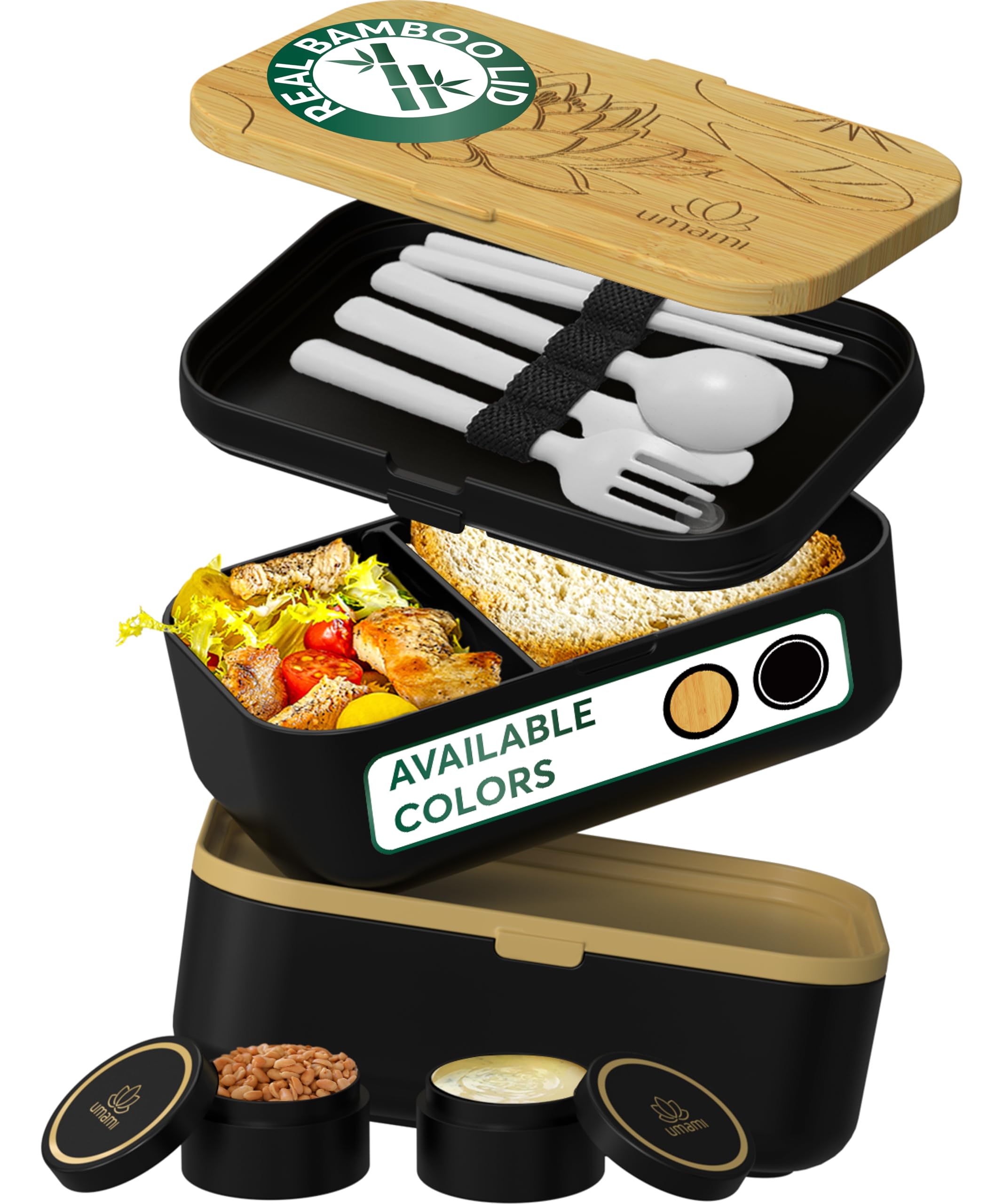 Umami Bento Lunch Box for Men & Women, Black Lotus, 68 oz