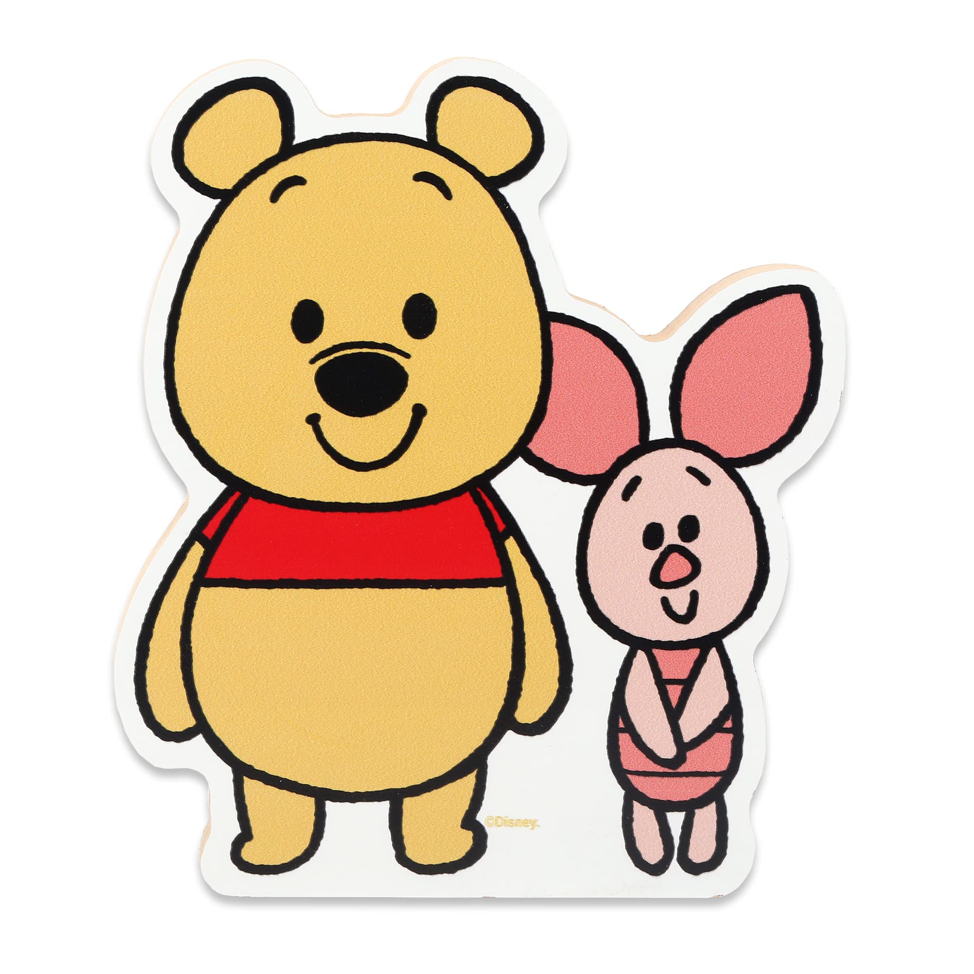 Disney Winnie the Pooh and Piglet Shelf Sitter Decor - Chunky Wood Block Cutout for Kids Bedroom, Play Room or Nursery