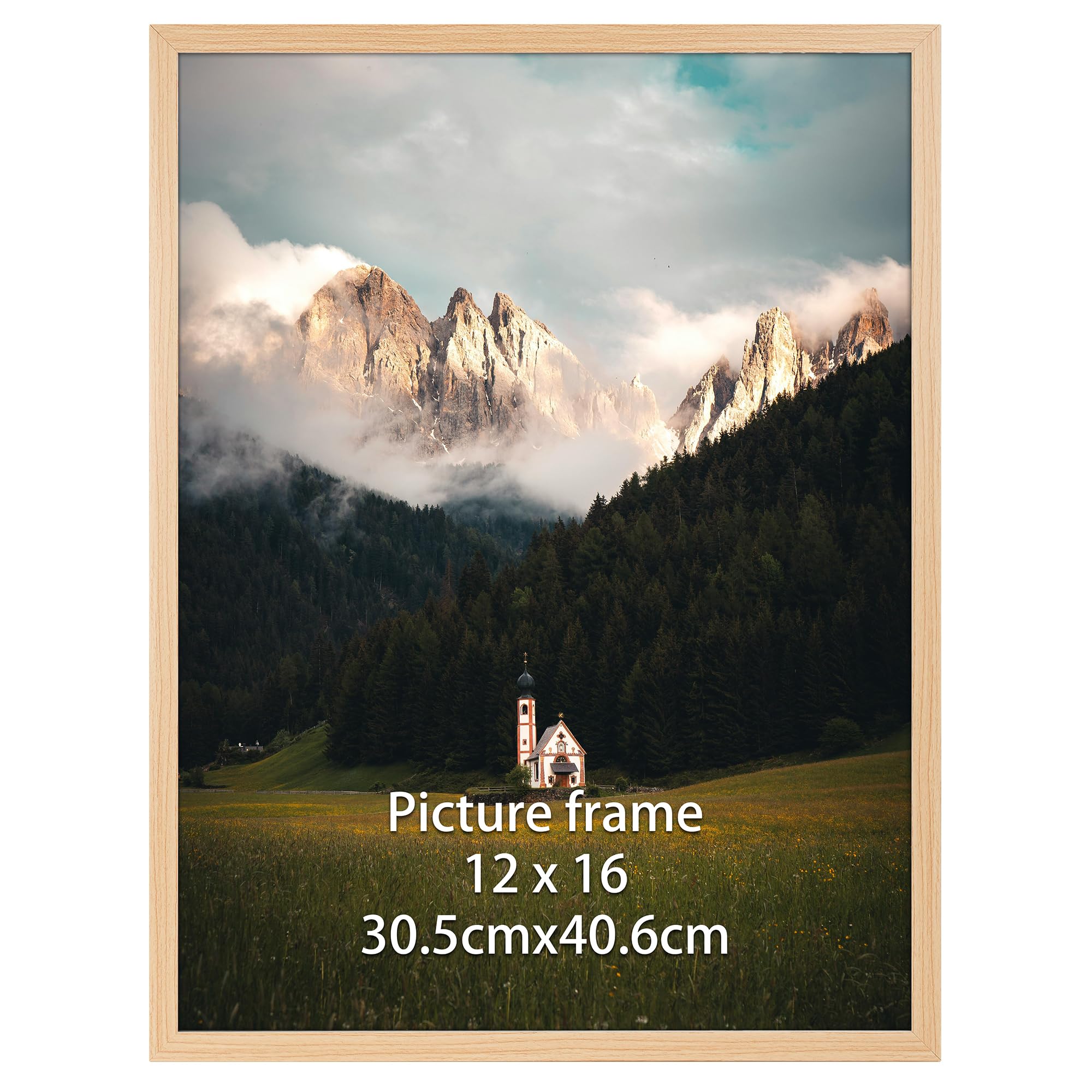 Giftgarden 12x16 Picture Frame Natural Woodgrain, Fit 30x40cm Diamond Painting Art, 16x12 Thin Poster Photo Frame for Wall Displ