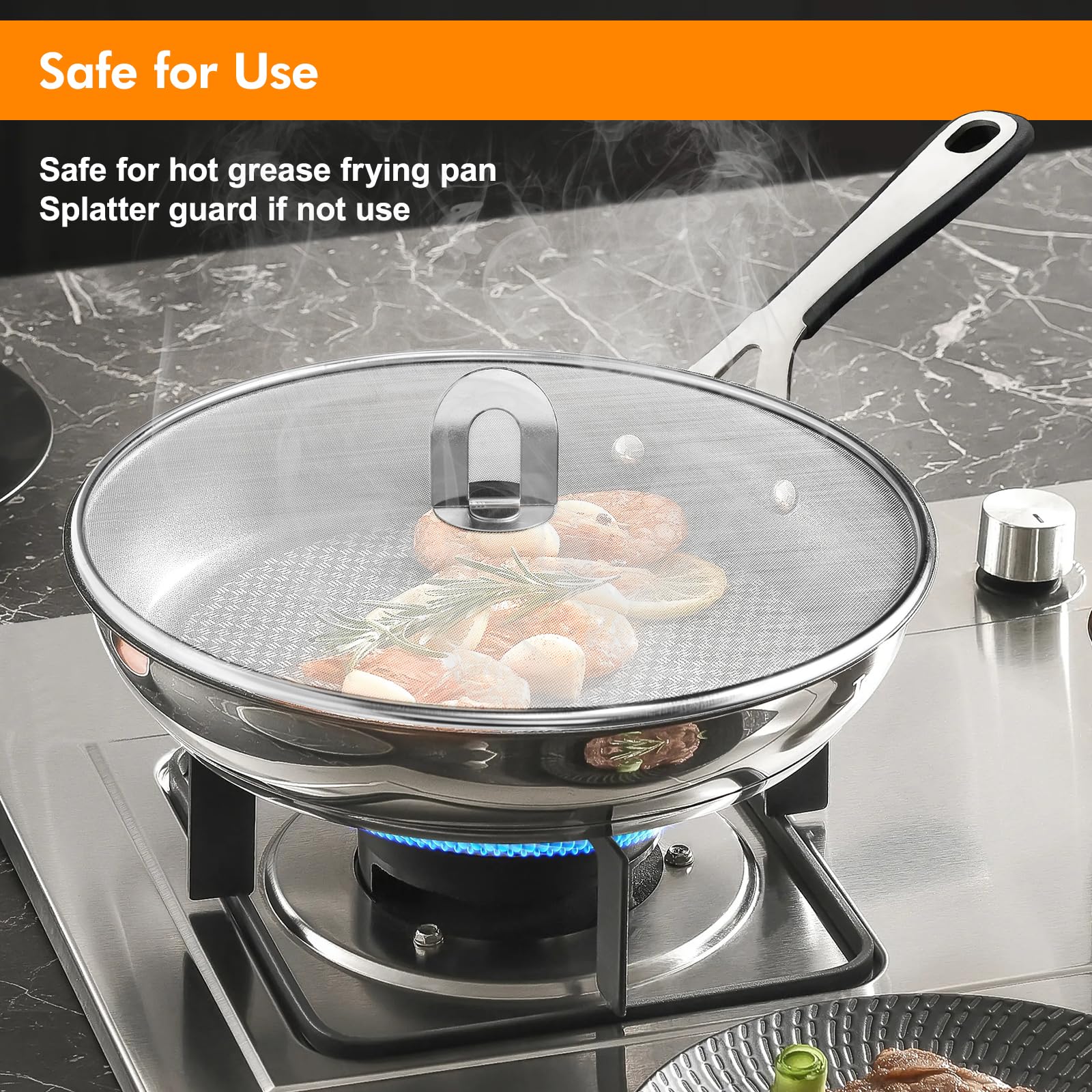 Snowyee Splatter Screen For Frying Pan, Grease Splatter Guard Stainless Steel Large 13    And Small 10    Shield (2 In 1 Set)