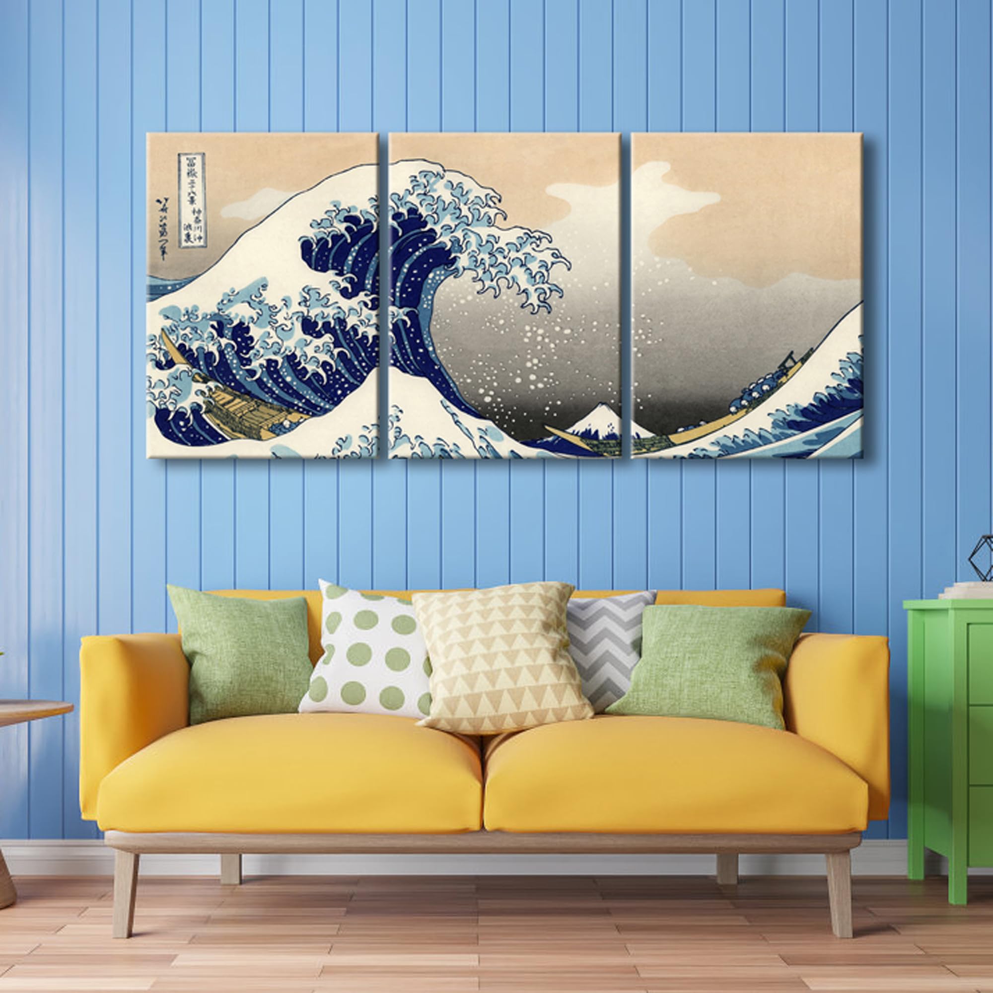 Wieco Art Great Wave Of Kanagawa Katsushika Hokusai 3 Piece Modern Canvas Prints Artwork Abstract Pictures Paintings On Canvas W