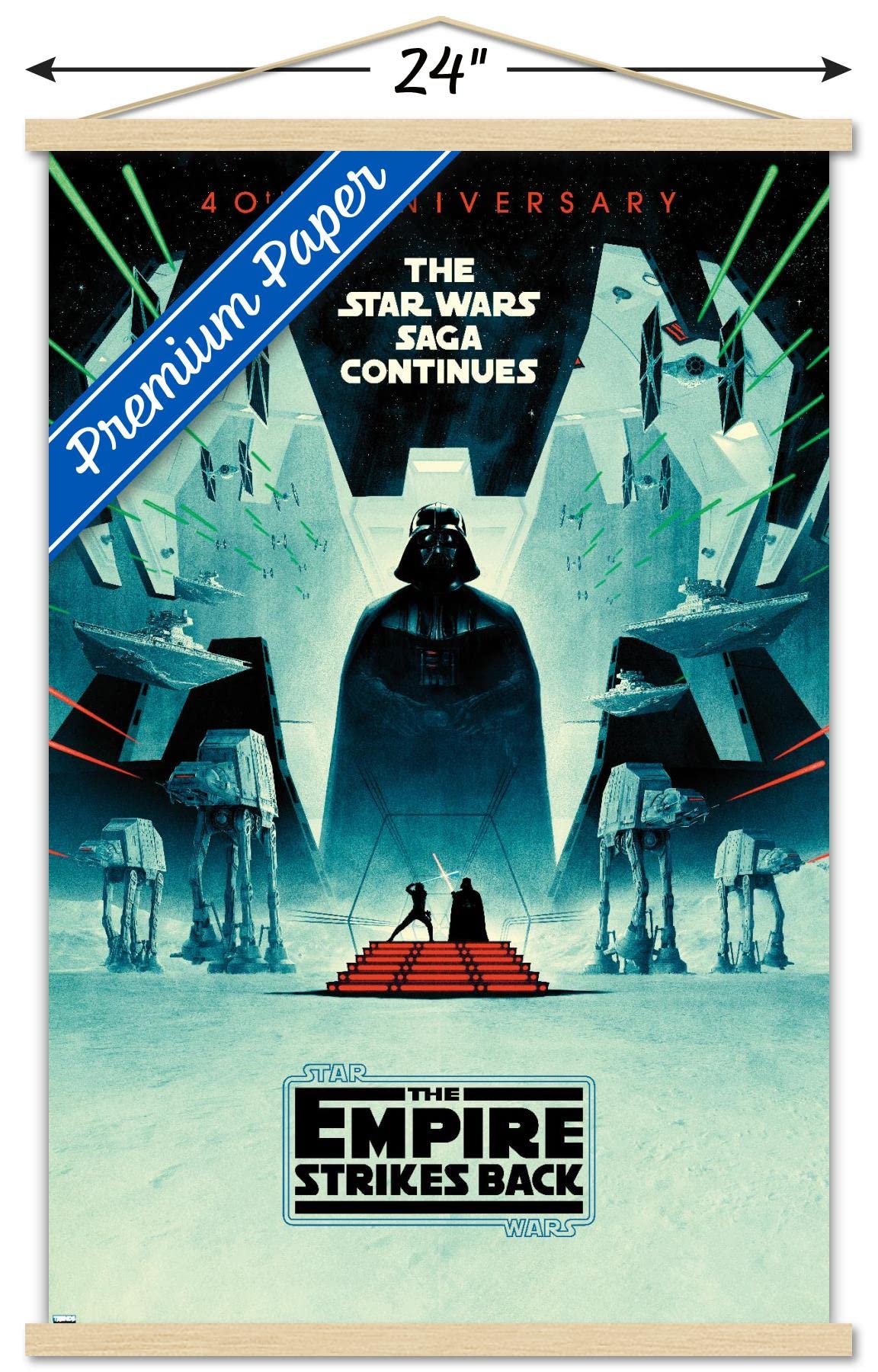 Trends International Star Wars: The Empire Strikes Back - 40Th Anniversary Wall Poster, 22.375'' X 34'', Premium Print And Beech