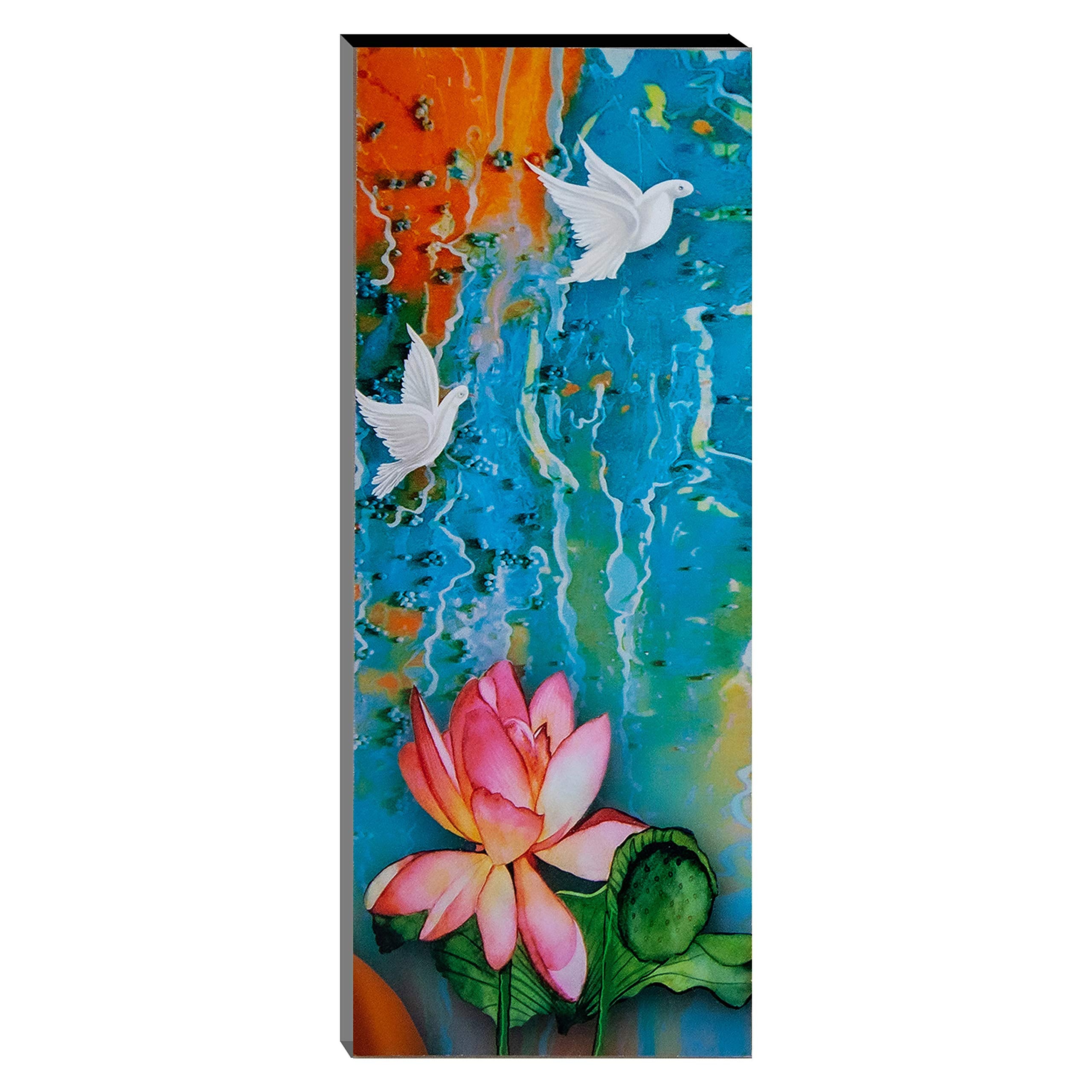 Indianara Set Of 3 Gautam Buddha Mdf Art Painting (3488 Fla) Without Glass 4.5 X 12, 9 X 12, 4.5 X 12 Inch