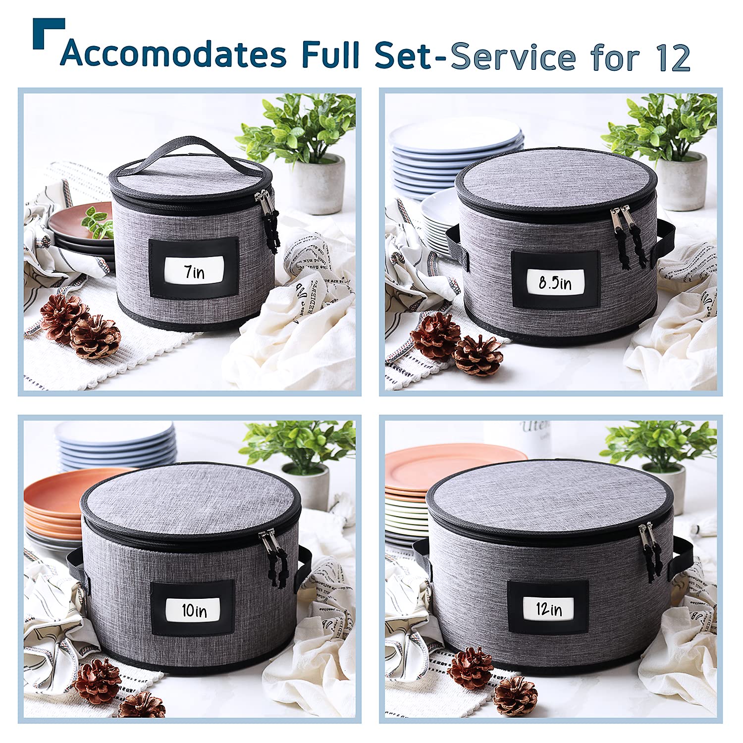 Fine China Storage Containers Hard Shell - 5 Piece Dish Storage Containers, Quilted And Stackable Mug Storage And Plate Storage