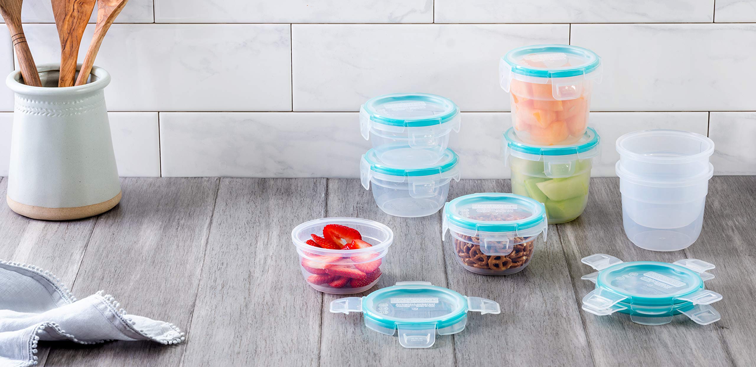 Snapware Meal Prep And Glass Food Storage Container Set, 16 Piece Kit, 4 2-Cup & Four 1-Cup Round Containers With Lids, Microwav