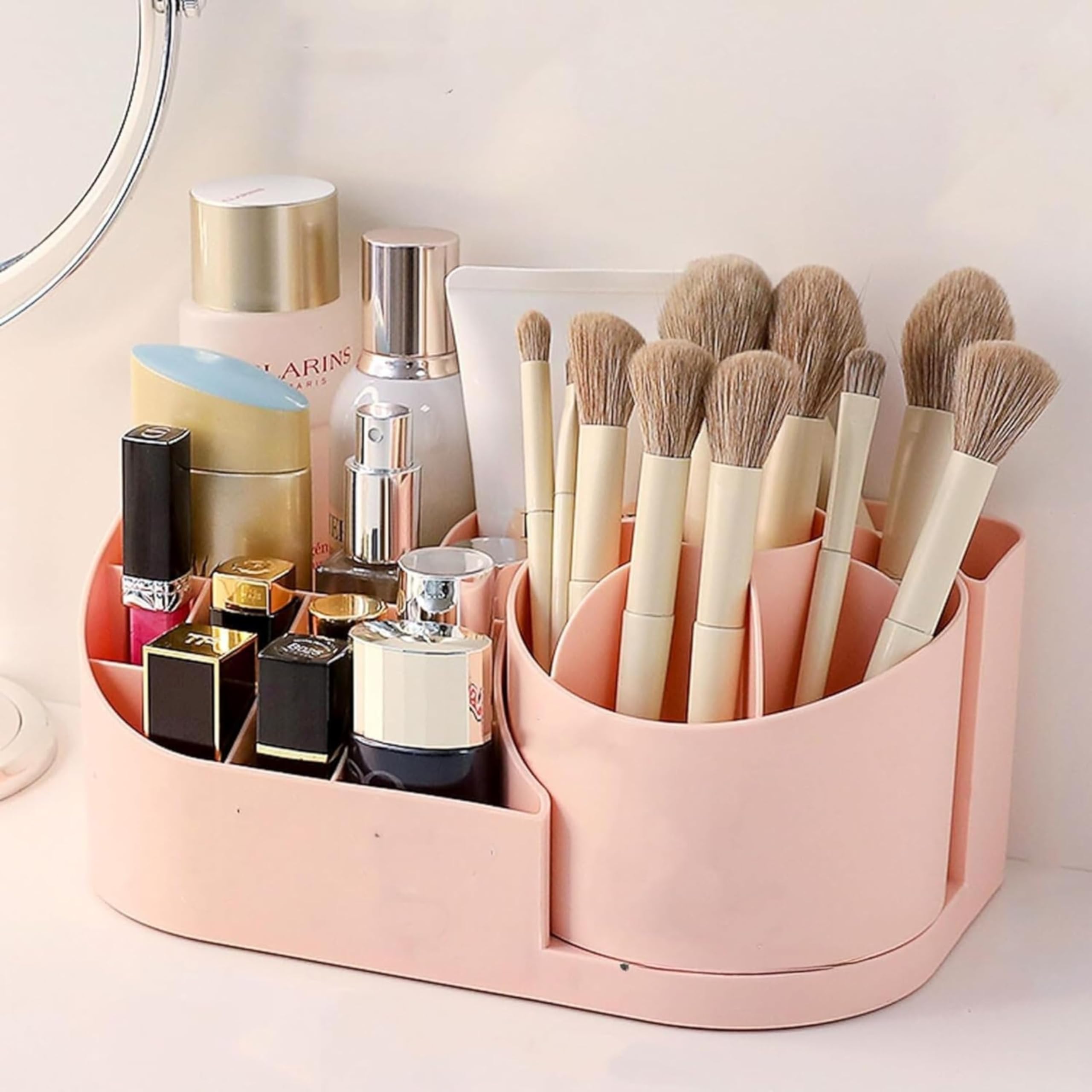Boniry Cosmetic Organizer For Nail Polish, Brushes, Lipstick, Jewelry | 360 Rotating Makeup Organizer | Countertop For Bedroom A
