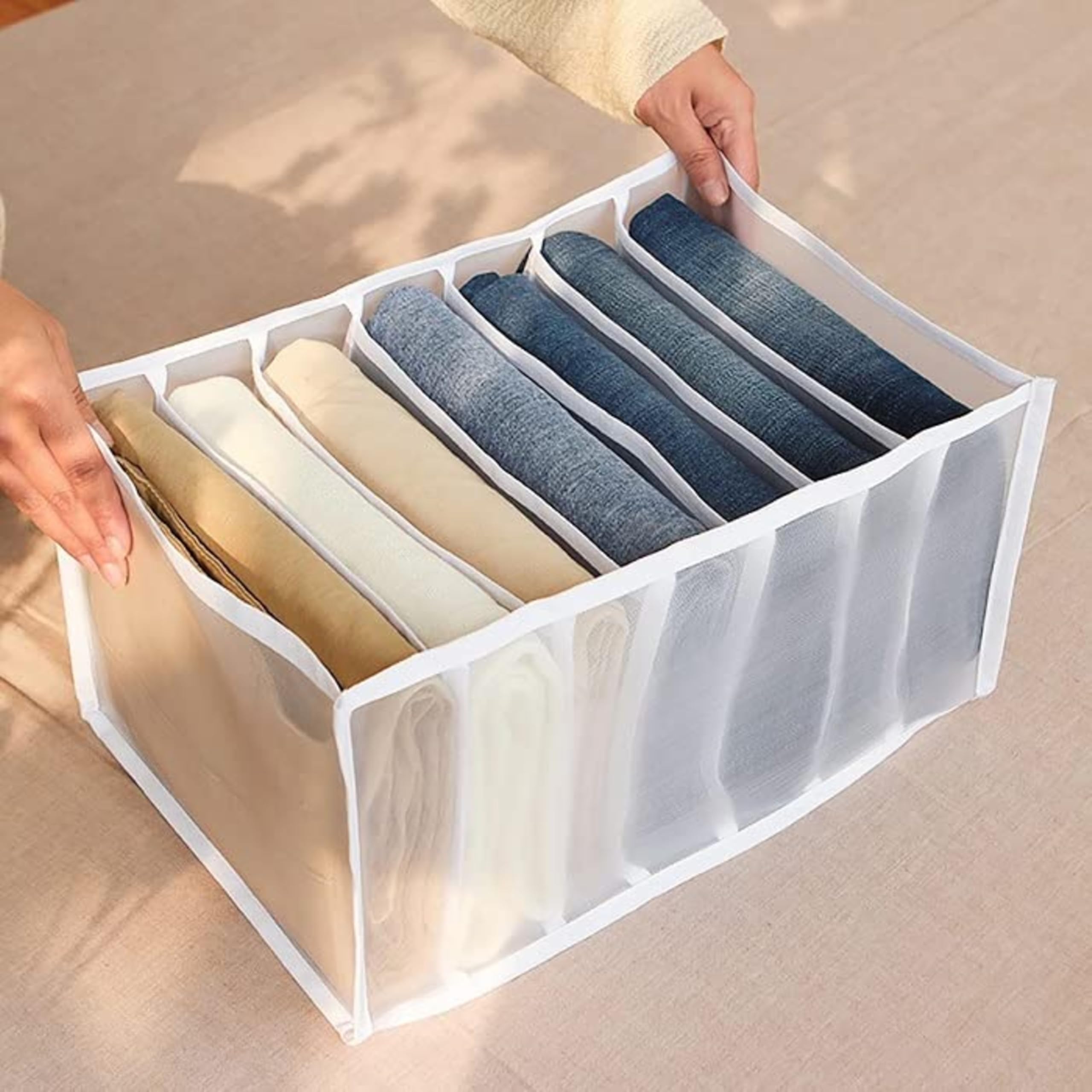 Ali Shipping Wardrobe Clothes Organizer, 7 Grids, Closet Organizers And Storage Baskets, Washable Foldable Drawer Clothes Compar