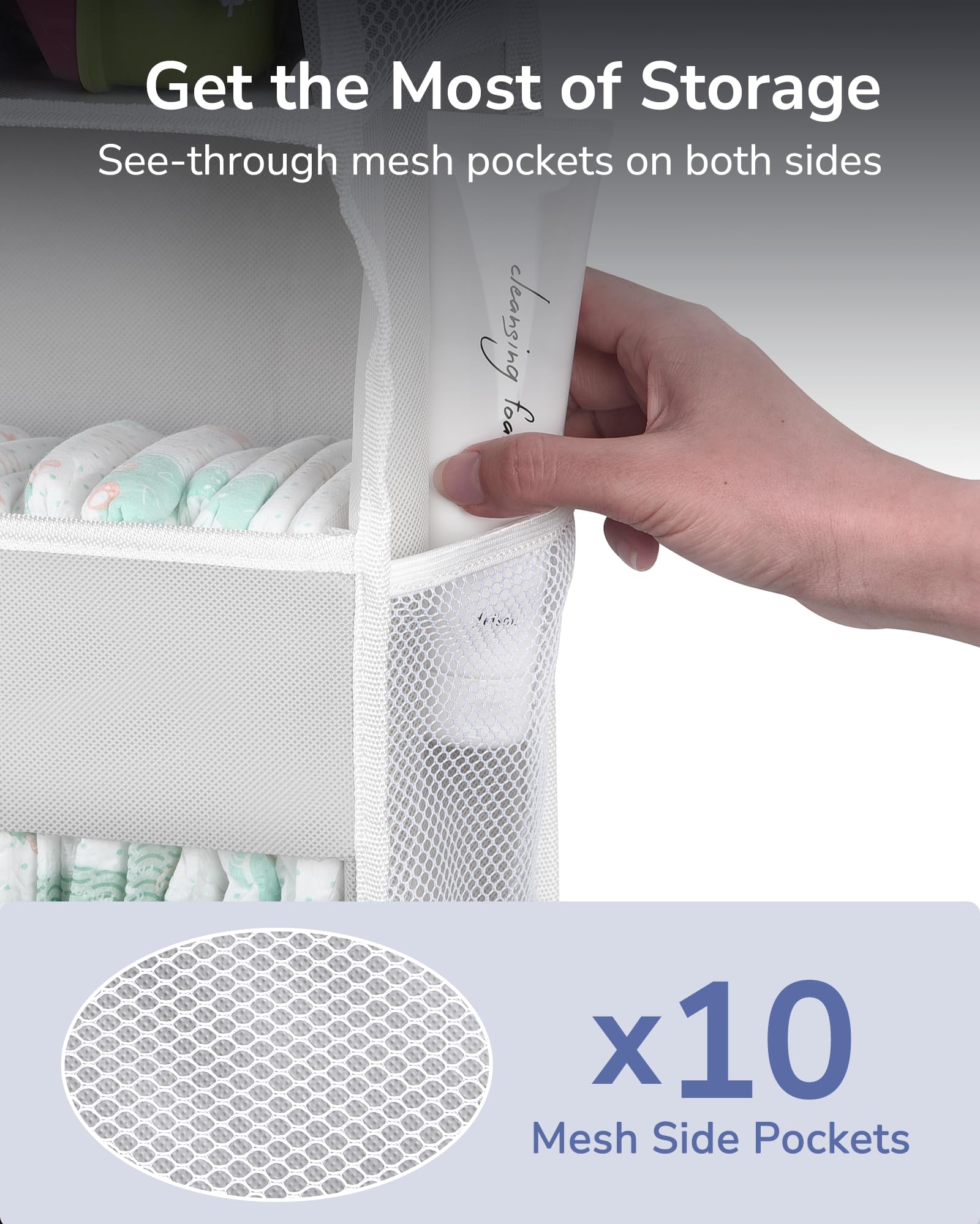 Ulg 1-Pack Over Door Organizer With 5 Large Pockets 10 Mesh Side Pockets, 44 Lbs Weight Capacity Hanging Storage Organizer With