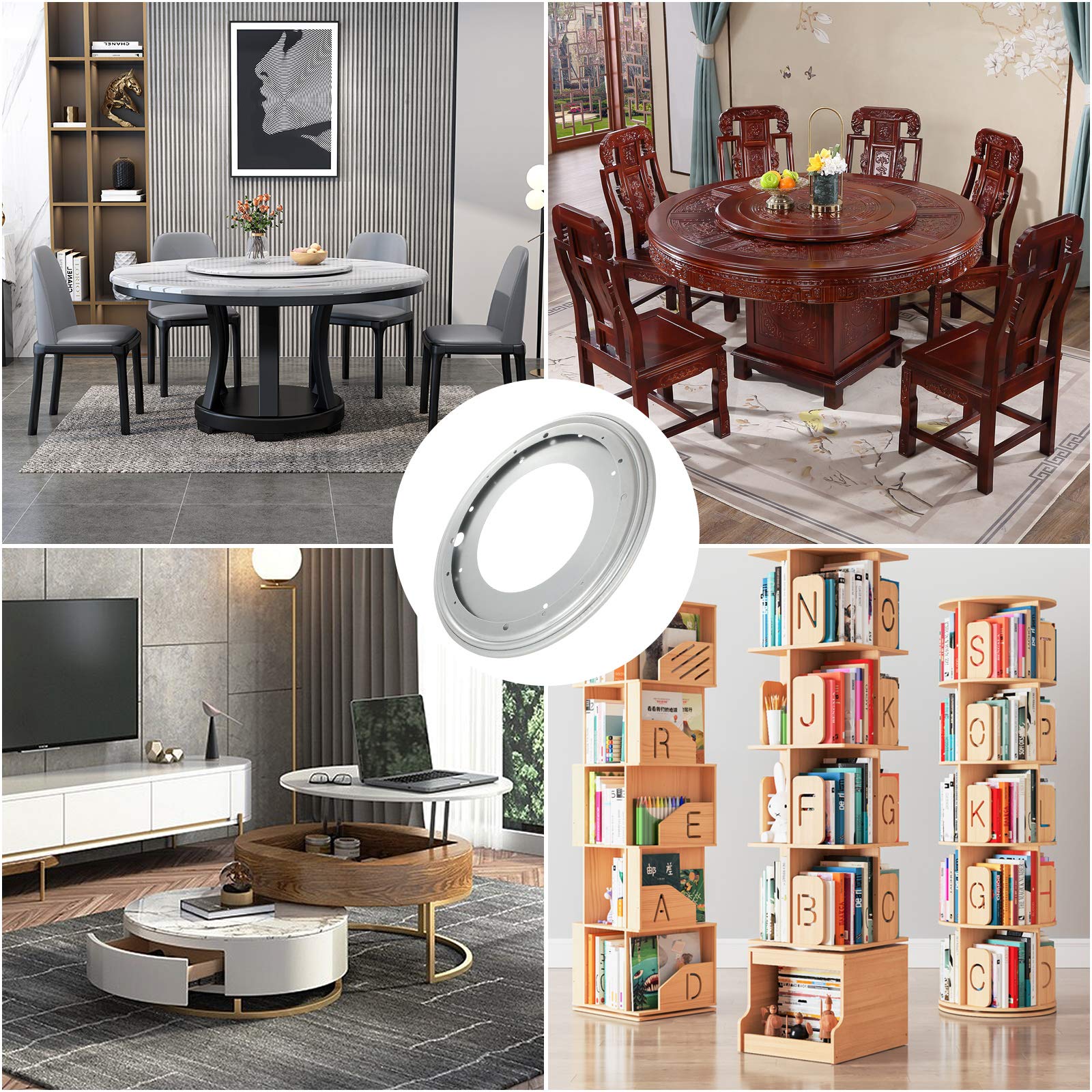 2Pack 12Inch Lazy Susan Hardware, 5/16    Thick Turntable Bearings, 1000Lbs Rotating Bearing Plate Heavy Duty For Rotating Table