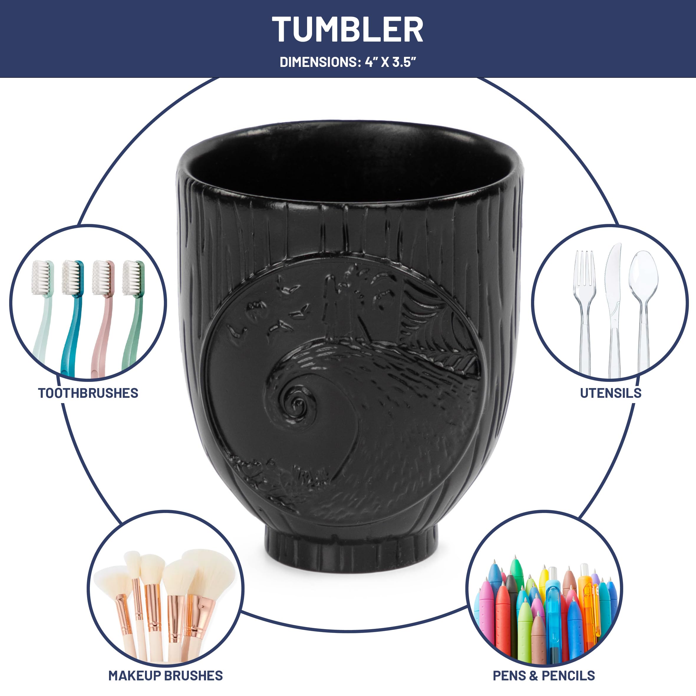 Disney Nightmare Before Christmas Bathroom Tumbler - Black Resin Toothbrush/Pen Holder Features Jack & Sally - Bathroom D  Cor