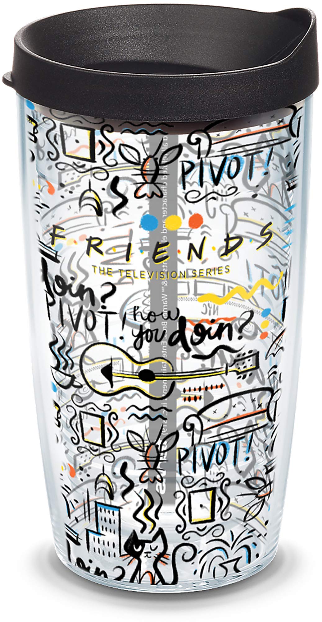 Tervis Friends Pattern Made in USA Double Walled Insulated Tumbler Travel Cup Keeps Drinks Cold & Hot, 16oz, Classic