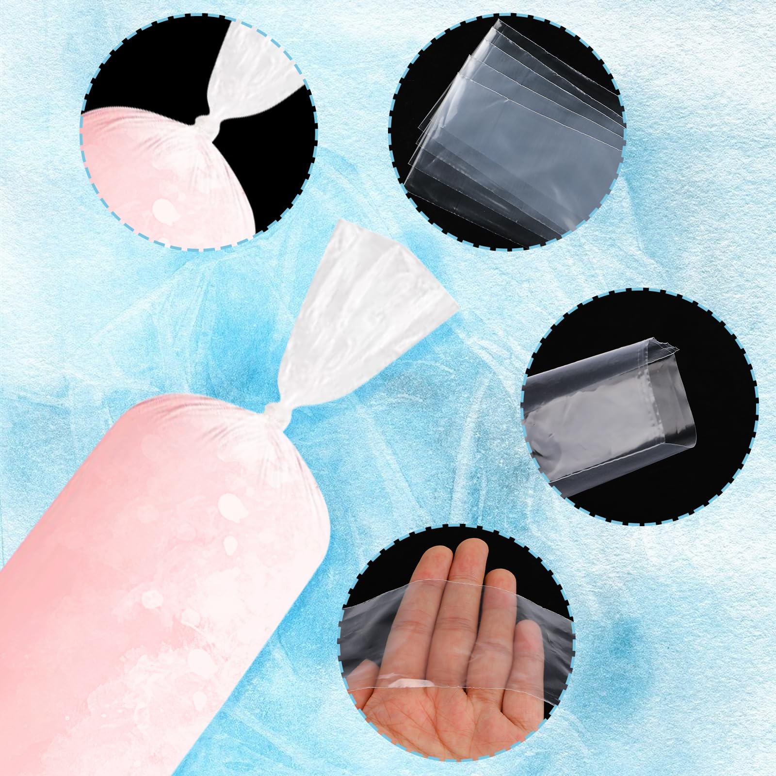 Lomimos 200Pcs Ice Pop Bags, Plastic Disposable Popsicle Ice Lolly Candy Mold Bags With Funnel For Adults Kid Diy Making Freeze