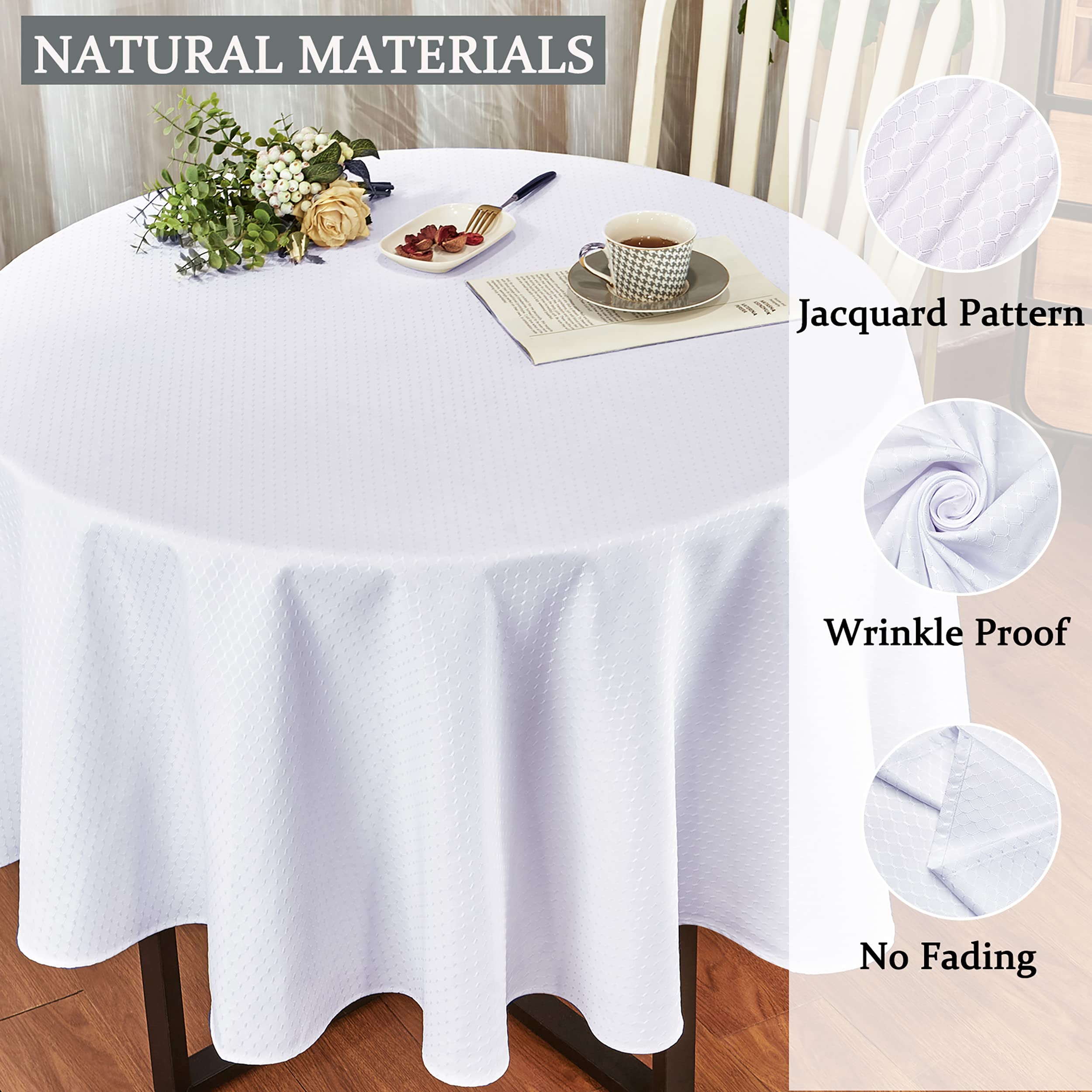 Homejoy Round Rectangle Table Cloth - Stainproof Waterproof Washable Polyester Oblong Rectangular Tablecloth, Fabric Table Cover
