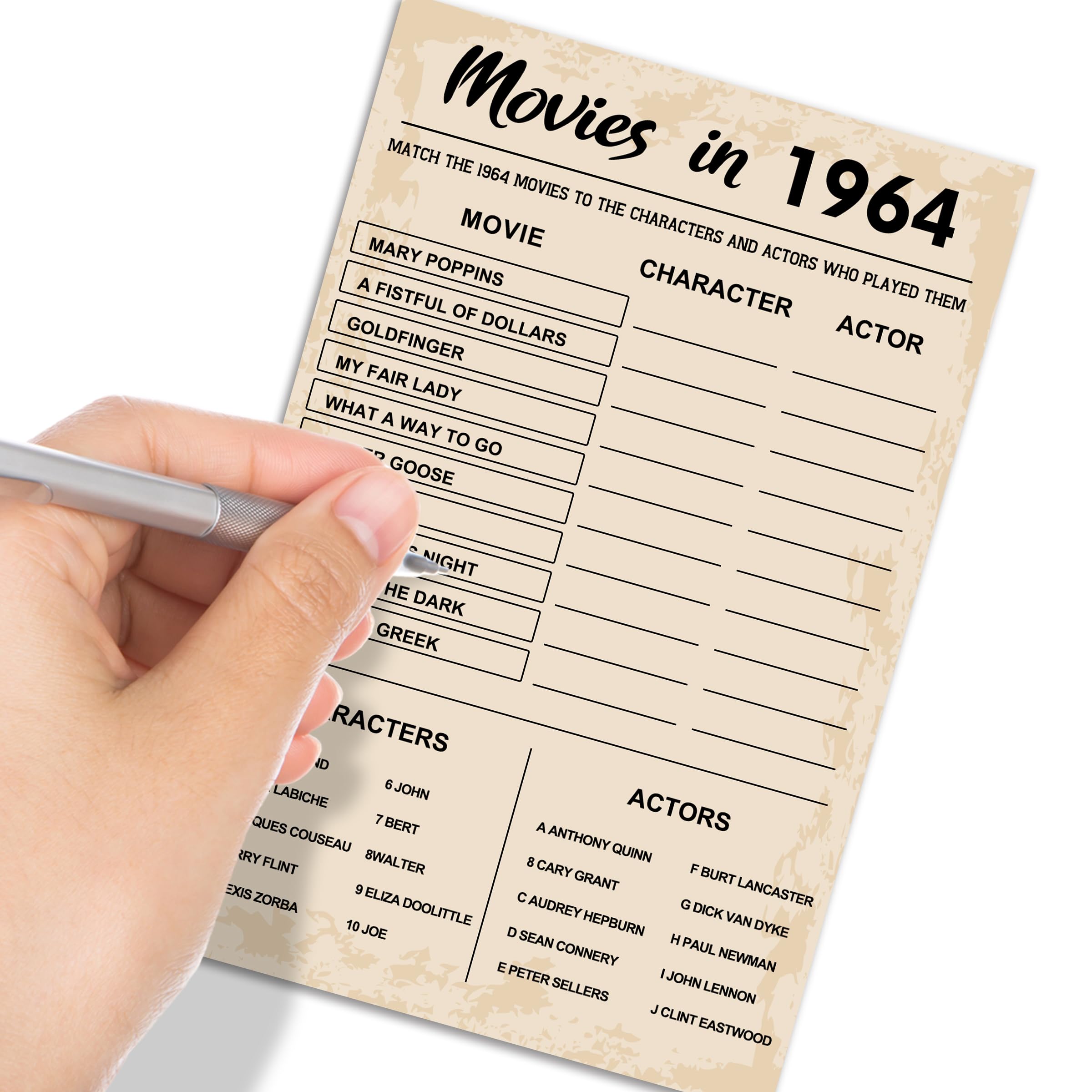 60Th Birthday Party Games, Movies In 1964 Games, Birthday Party Supplies For Adults, Fun 1964S Party Game,Pack Of 30 Cards