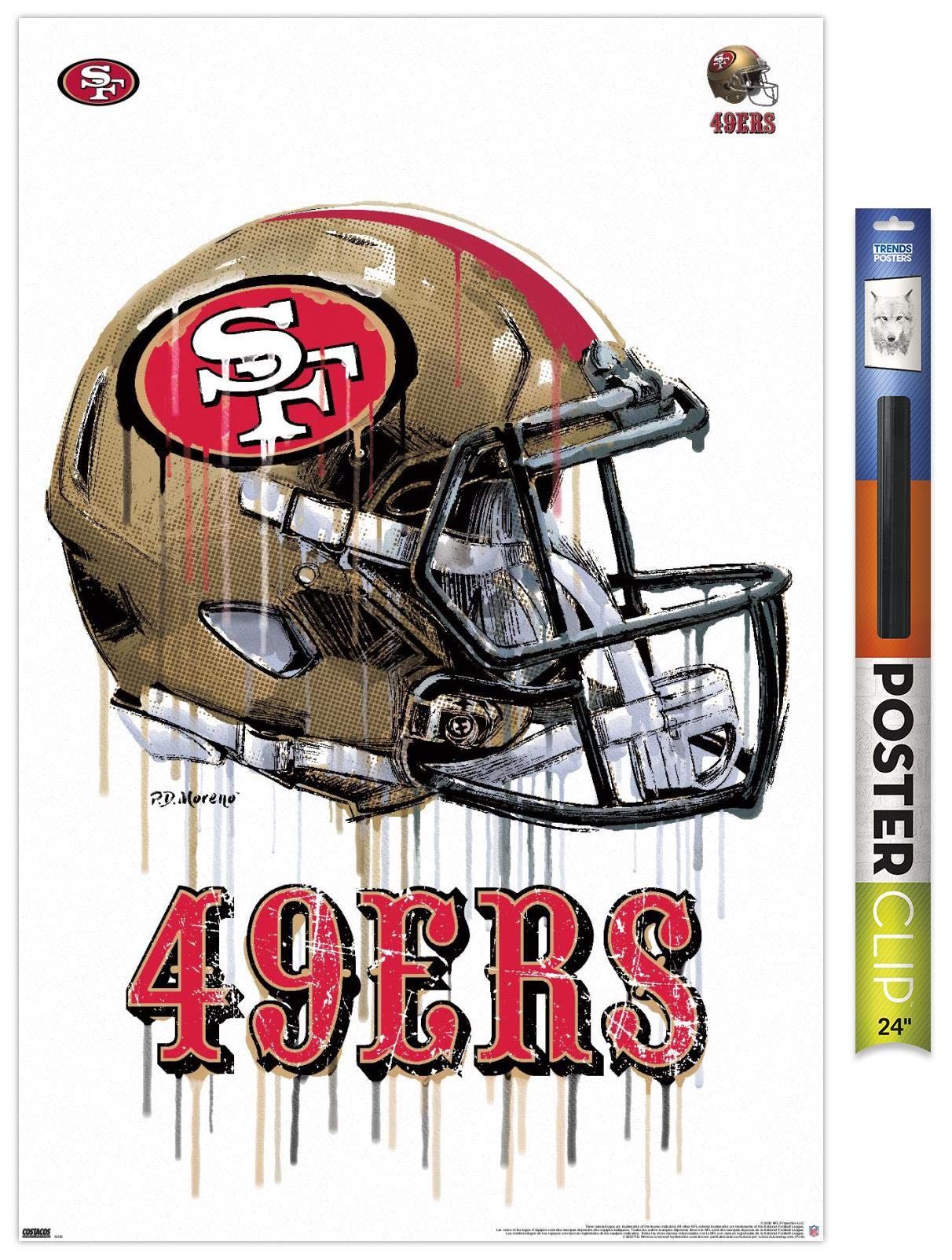 Trends International Nfl San Francisco 49Ers - Drip Helmet 20 Wall Poster, 22.375'' X 34'', Premium Poster & Clip Bundle