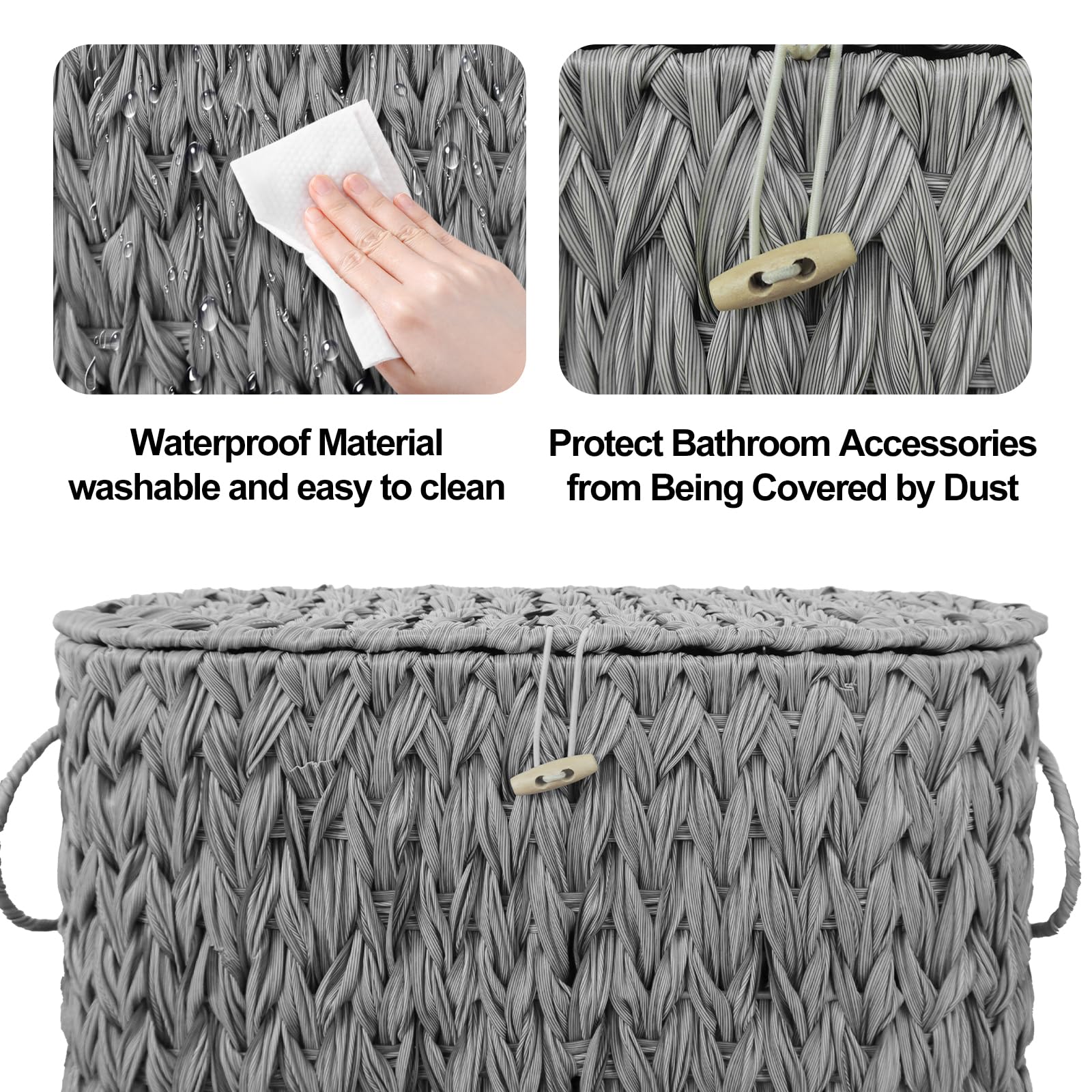 Coeusy Toilet Paper Basket,Wicker Toilet Paper Storage With Lid,Free Standing,Decorative Bathroom Toilet Paper Holder Stand,Narr