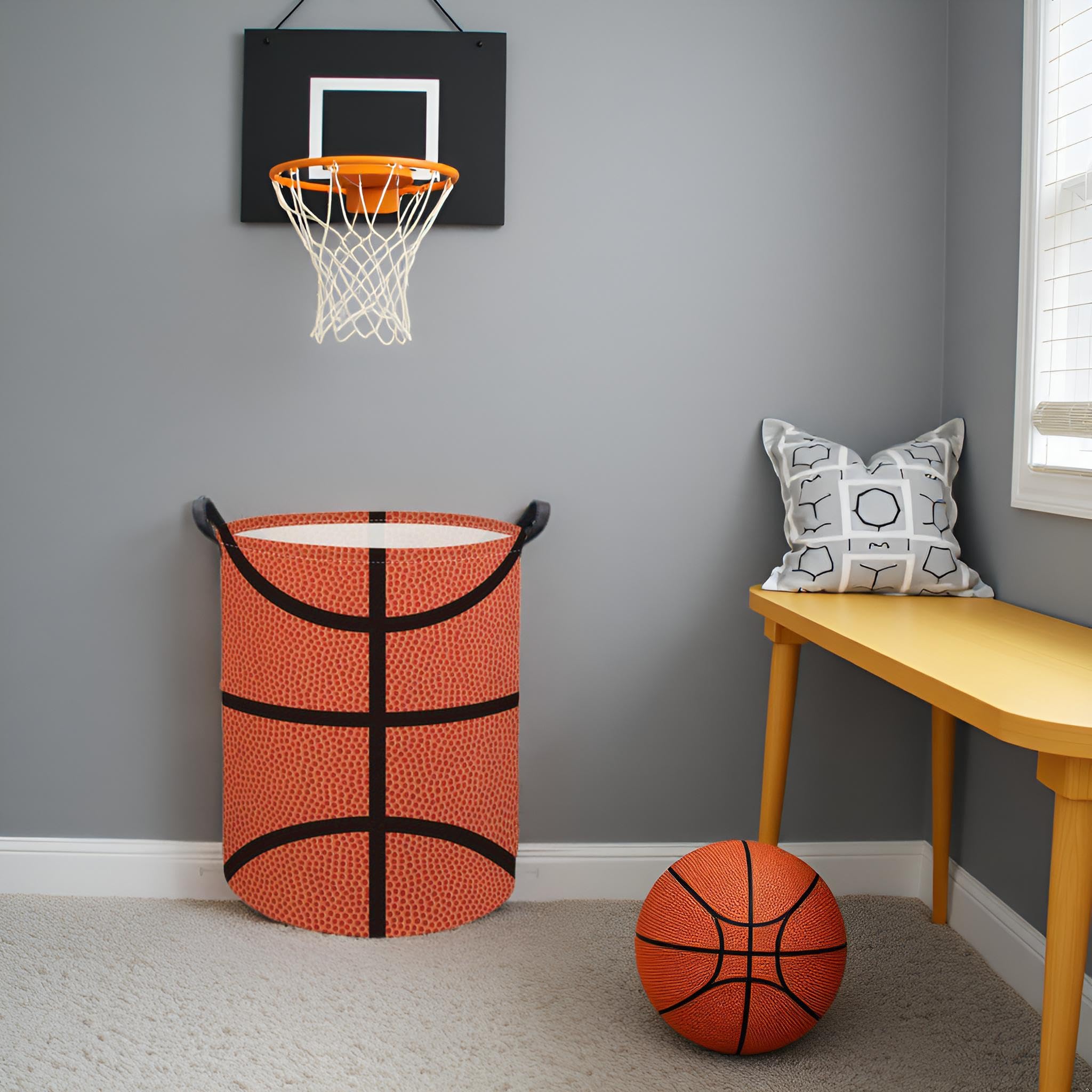 Tibaolover Basketball Kids Laundry Hamper Baby Hamper For Nursery Boys Kids Hamper Room Decor For Home(Basketball Pattern)