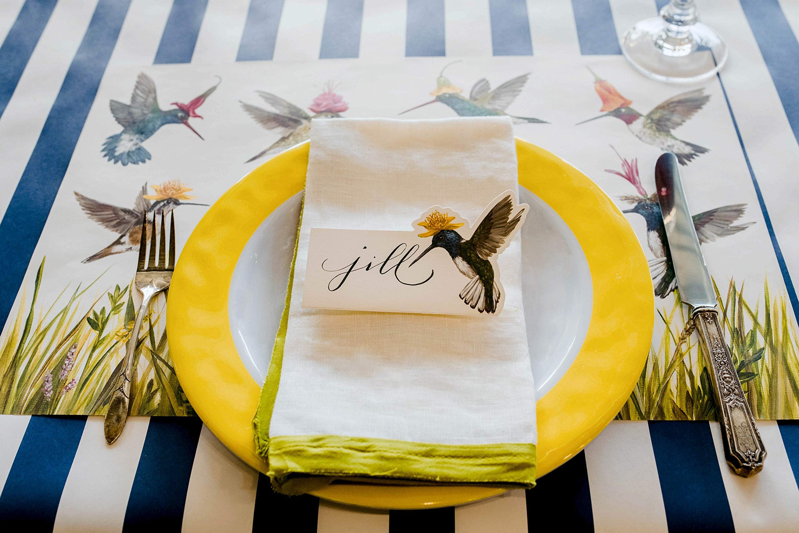 Hester & Cook Hummingbird Paper Placemats - Designed By Vikci Sawyer Made In Usa - 18 Sheets Per Pad