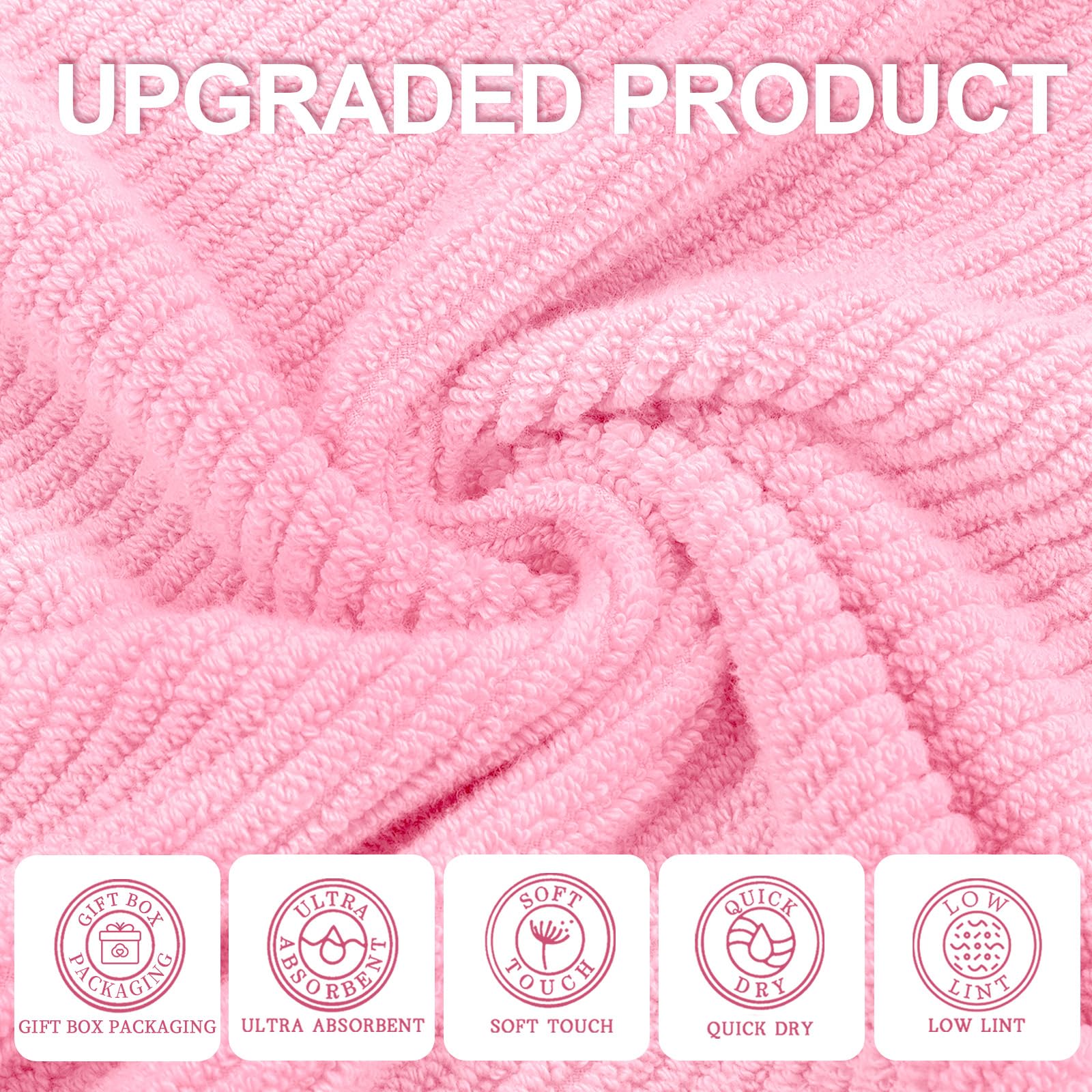 Green Towels For Bathroom - 100% Cotton | Quick Dry | Lightweight | Thick | Soft, 6 Piece Towel Set, 2 Large Bath Towels 30X56,
