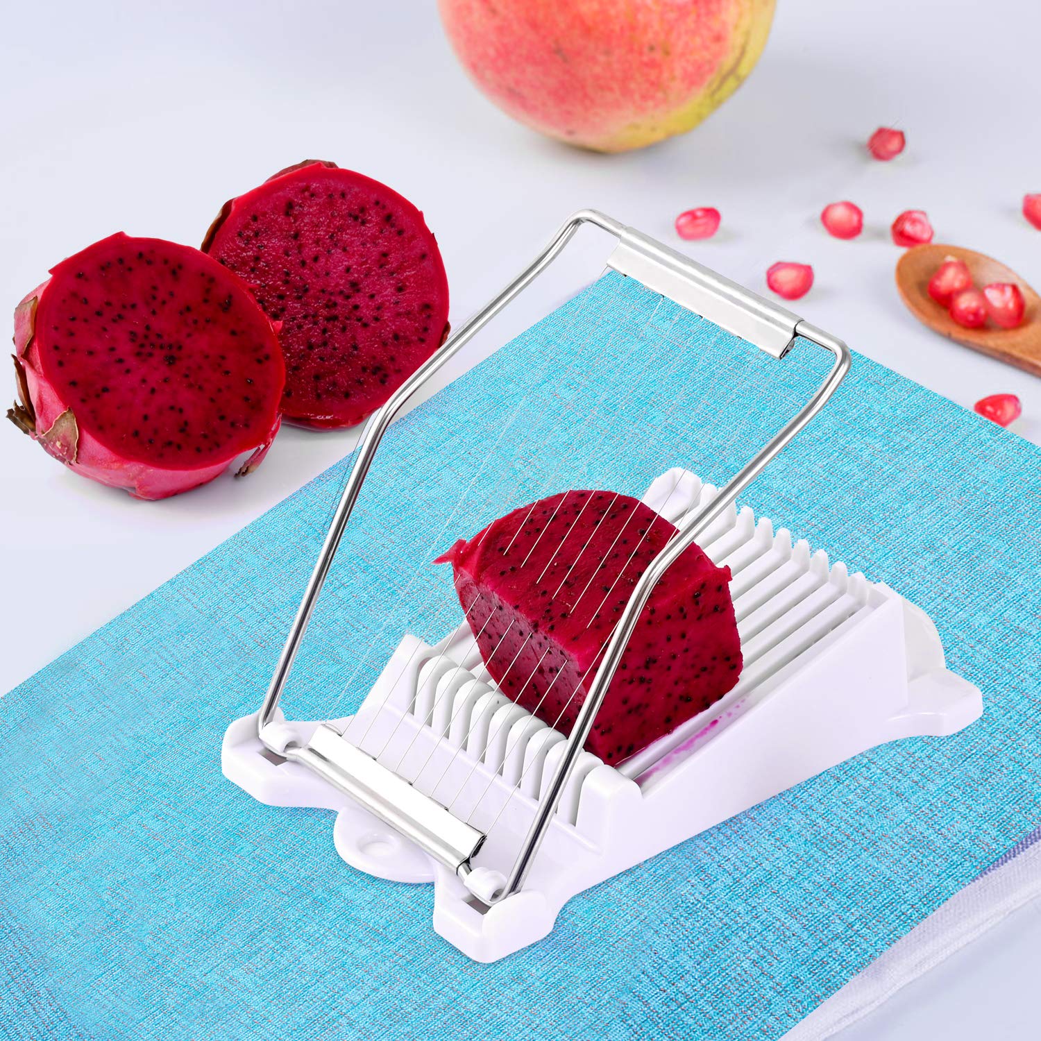 Topolopyfeely Stainless Steel Salami and Fruit Slicer - 10 Slices, White, Model AAA