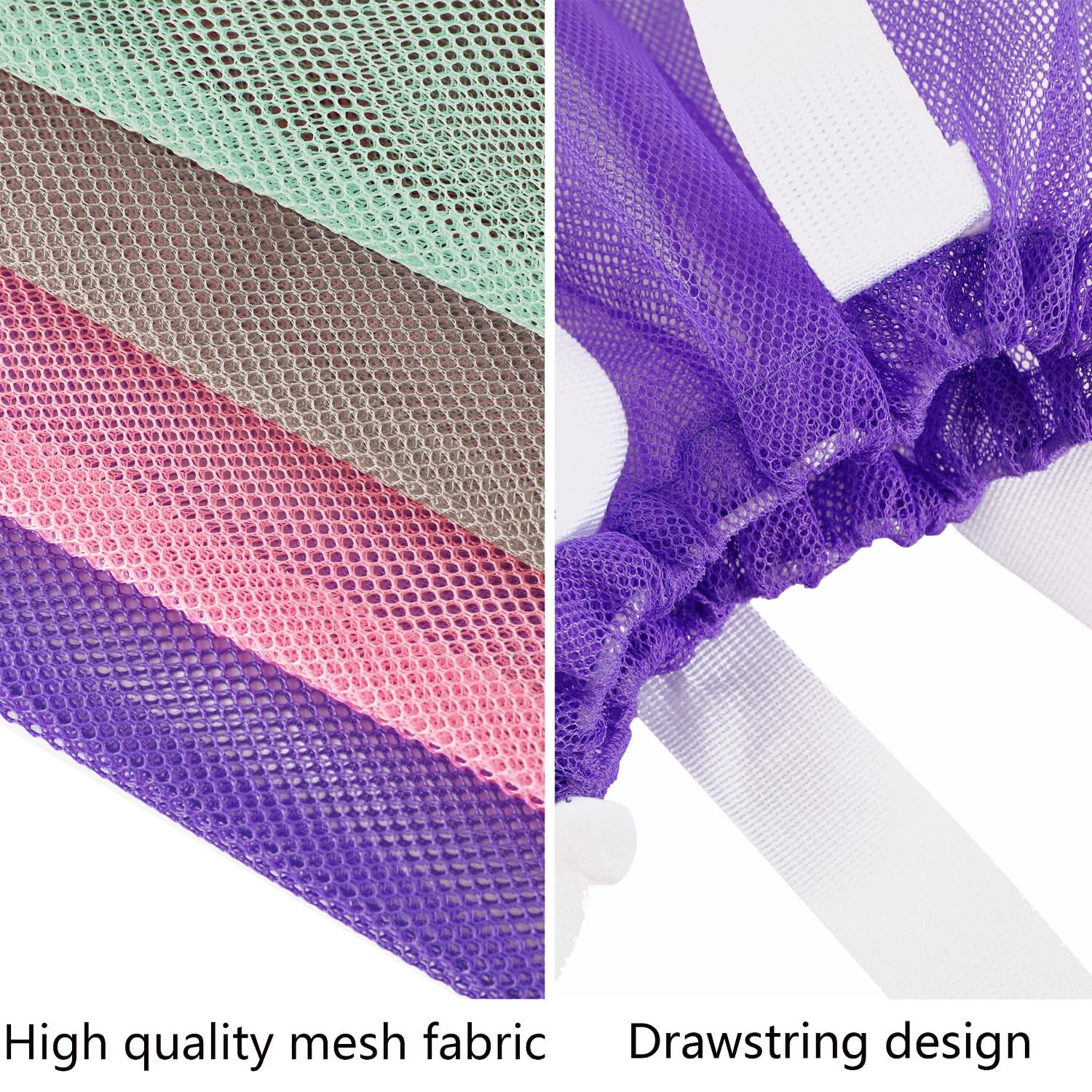 Hsmyank Resuable 4Pack Cute Mesh Tote Plool Bags,Mesh Beach Bags With Drawsting For Toys,Travel,Picnic Or Poolside