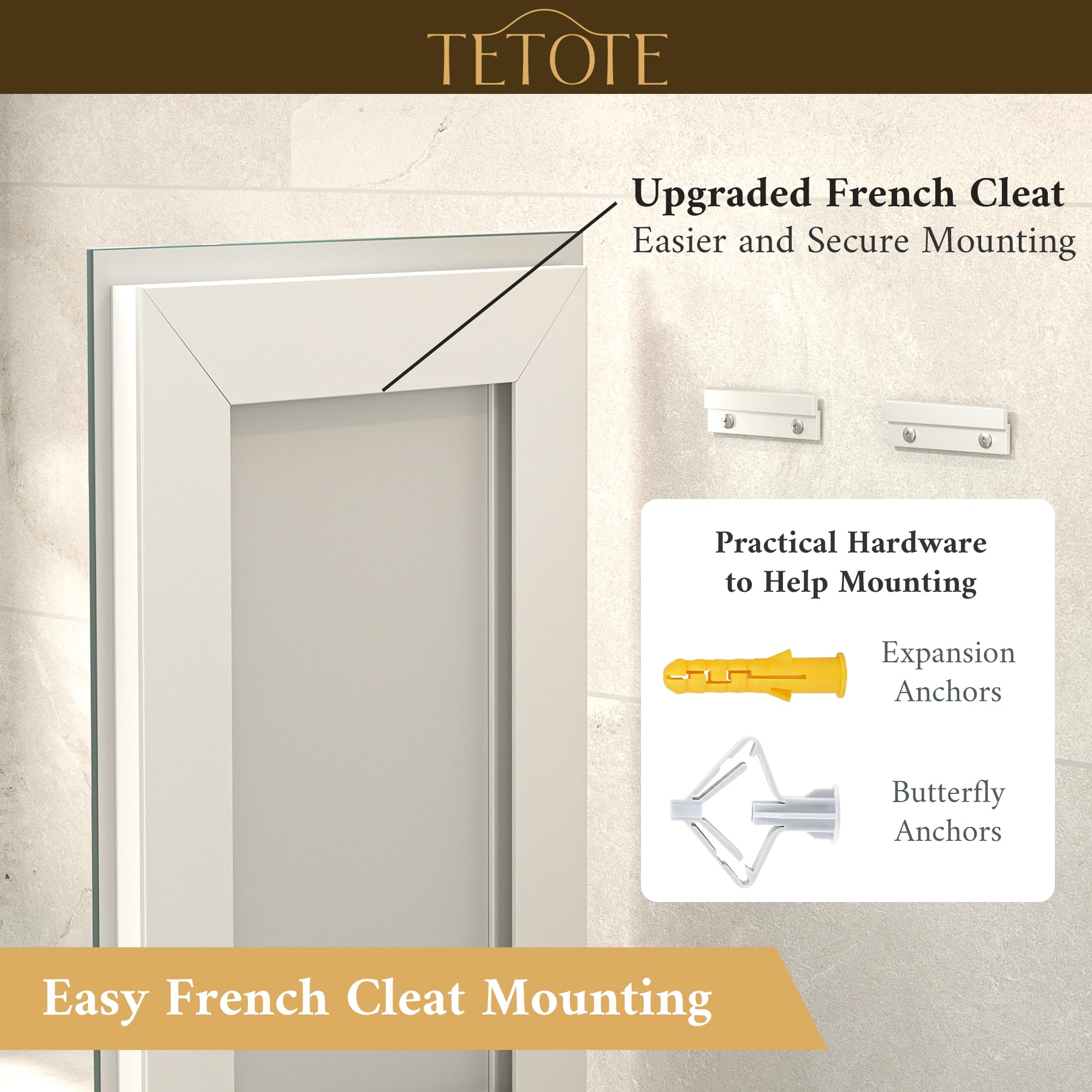 Tetote Led Bathroom Mirror With Brighter Lights 32 X 36 Led Lighted Vanity Mirror With Frontlit And Backlit, 3-Color Dimmable Il