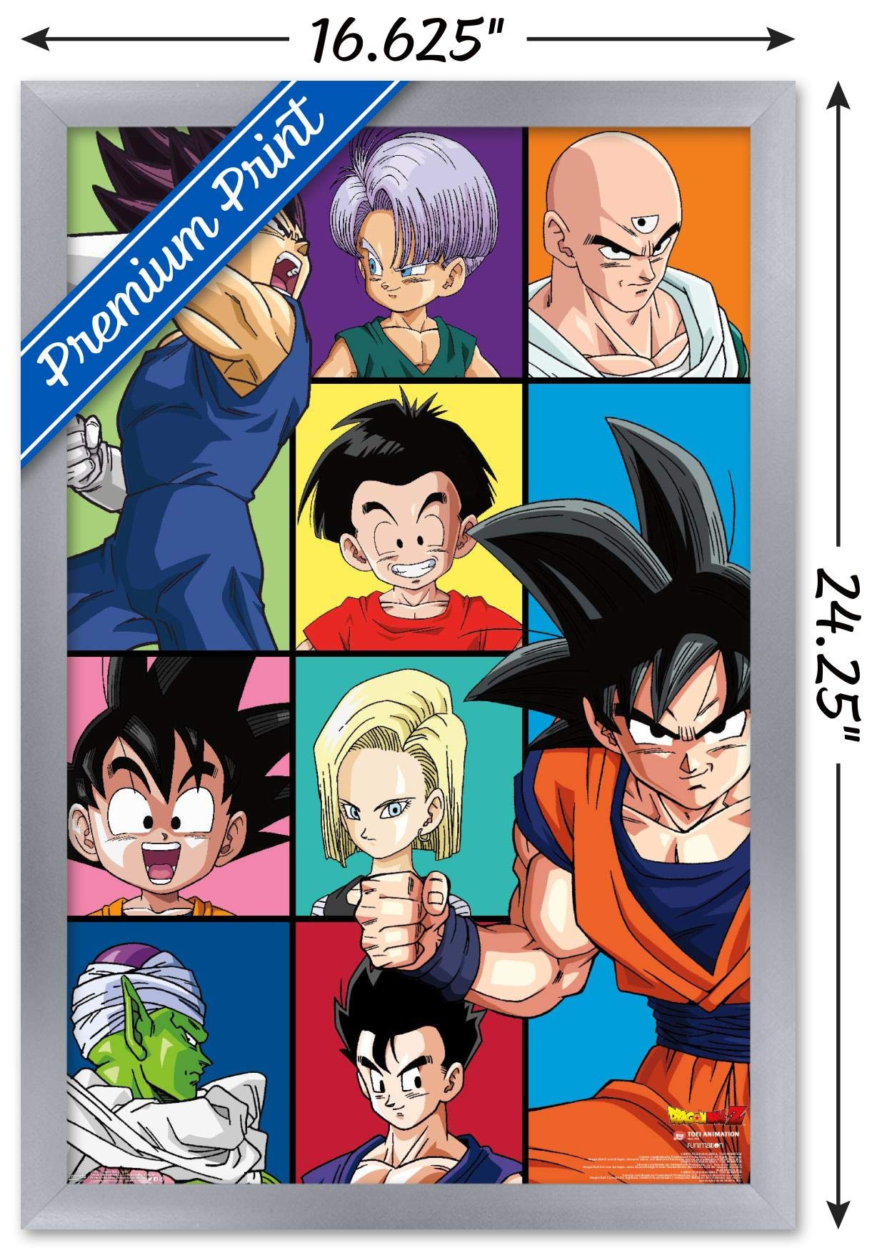 Trends International Dragon Ball Z - Grid Wall Poster, 14.725'' X 22.375'', Silver Framed Version