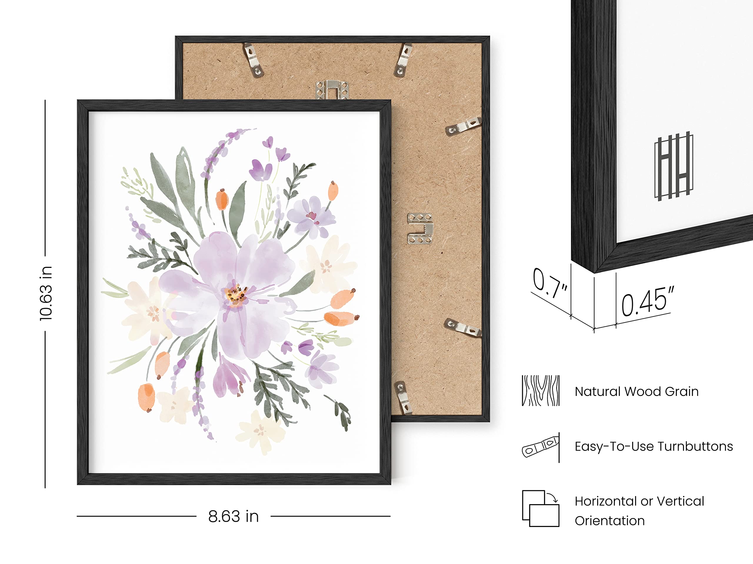 Haus and Hues Flower Wall Decor - Set of 4 Floral Wall Art  Floral Wall Decor  Flower Wall Art  Framed Flower Painting  Floral Pictures Wall Decor  Flower Pictures Wall Decor Framed  (Framed Black  8x10)