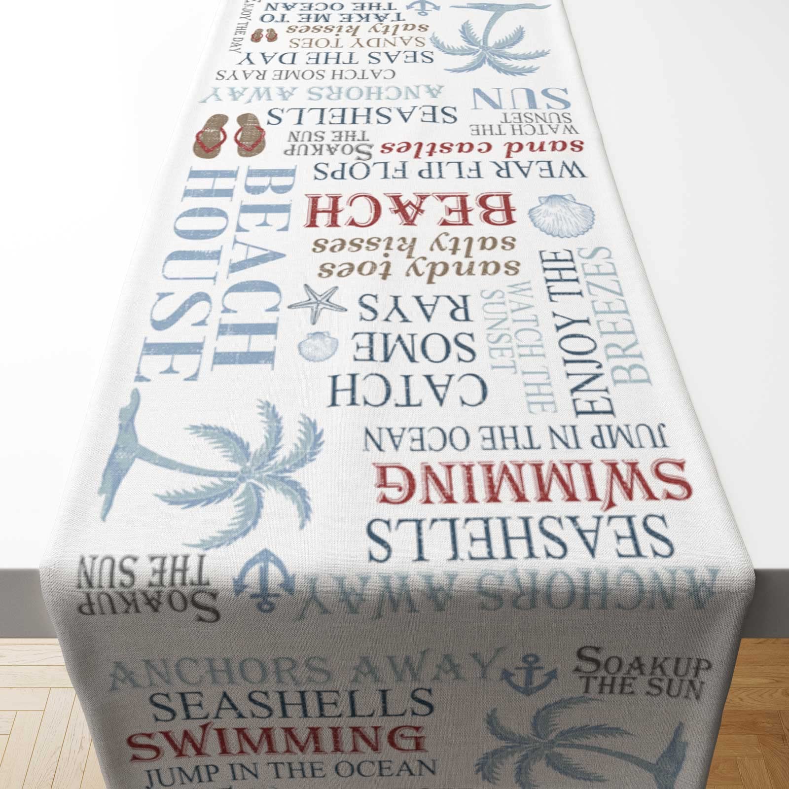 Decopow Nautical Beach Style Table Runner,14 Inches X 70 Inches