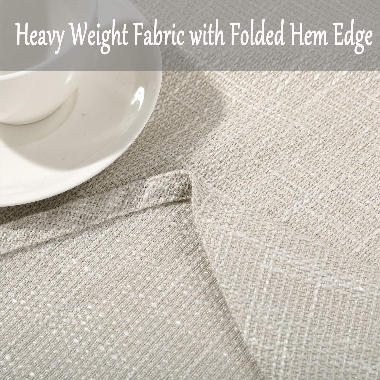 Dimatic Cotton Linen Solid Color Tablecloth Round Simple Style Table Cover For Small Round Table 24''-40'' (2 Seats), Off White,