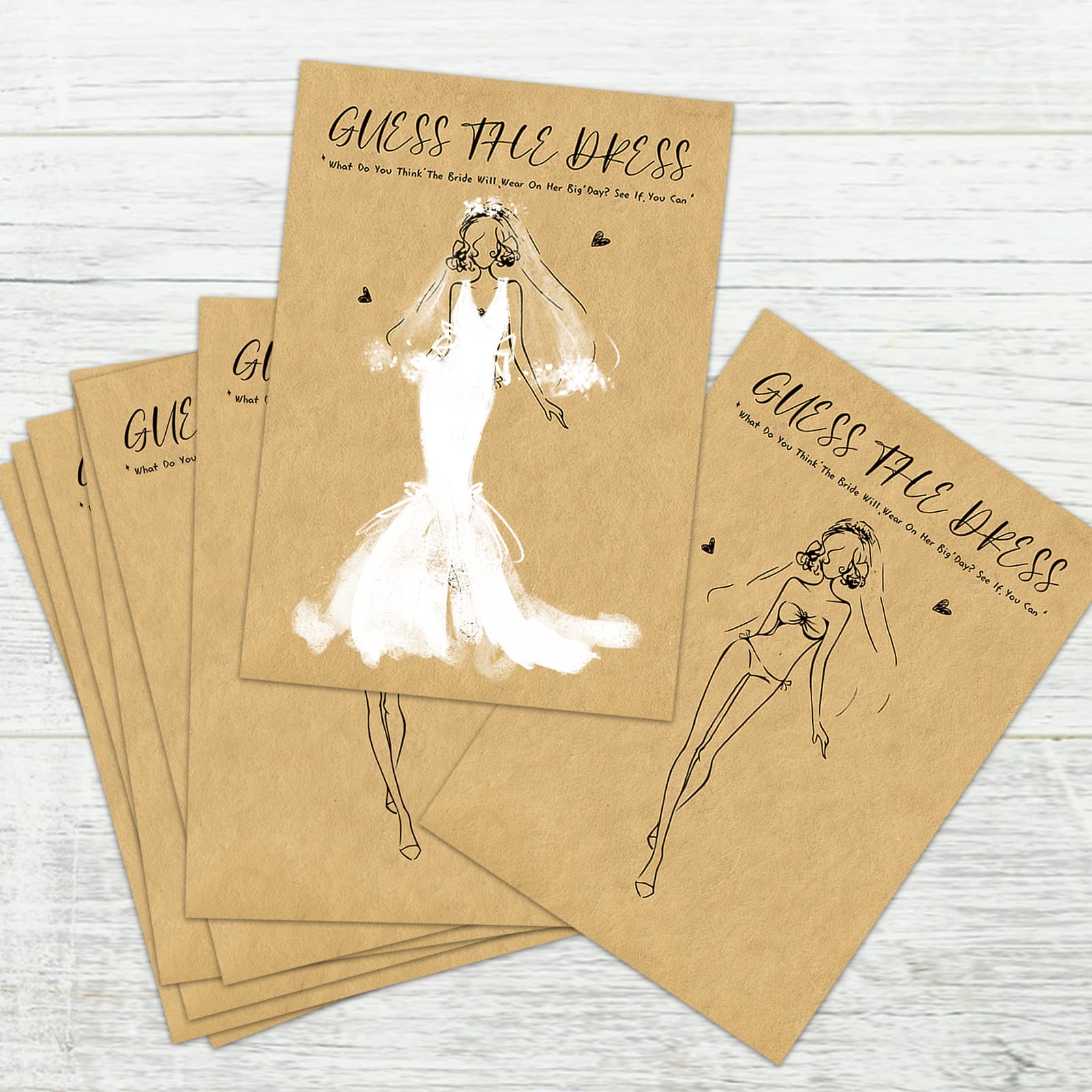 Kalefo Bridal Shower Games - Set Of 25 Cards Guess The Dress Wedding Game Party Supplies Favors