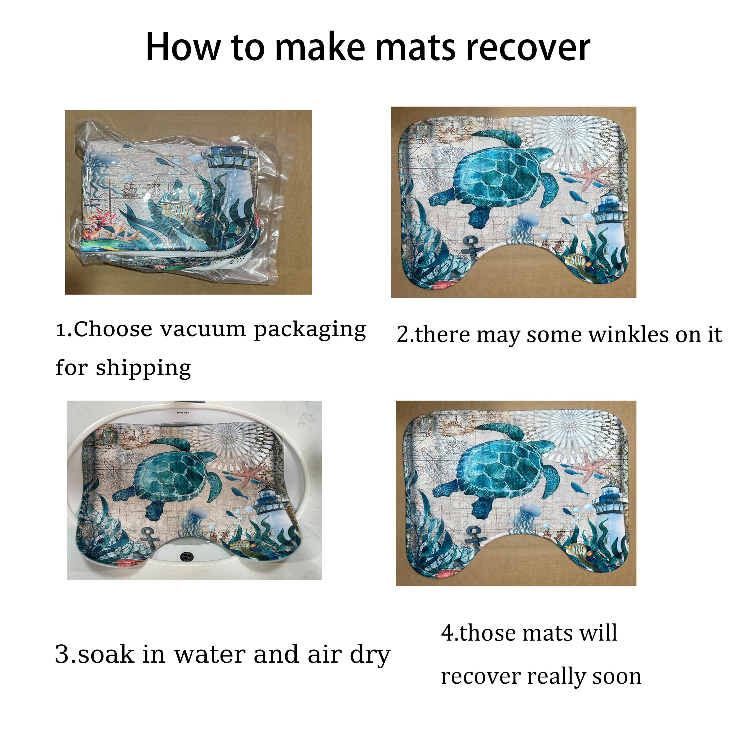 Planially 4Pcs Octopus Waterproof Shower Curtain Sets,Ocean Bathroom Sets With Shower Curtain, Toilet Lid Rug, Contour Mat And B