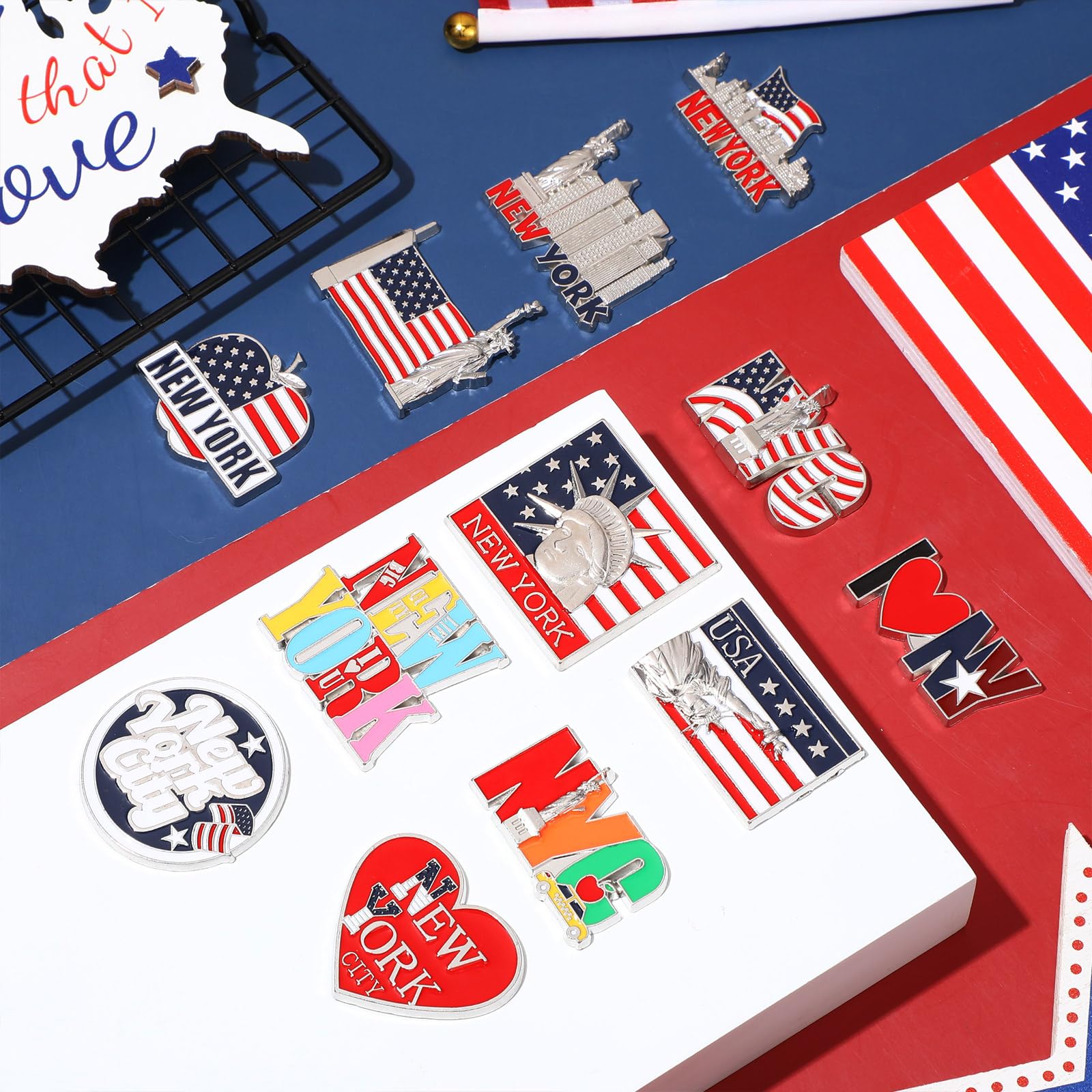 Konohan 12 Pcs New York Magnets for Refrigerator Metal NYC Fridge Magnet Magnetic New York Souvenirs USA Souvenirs Gifts Magneti