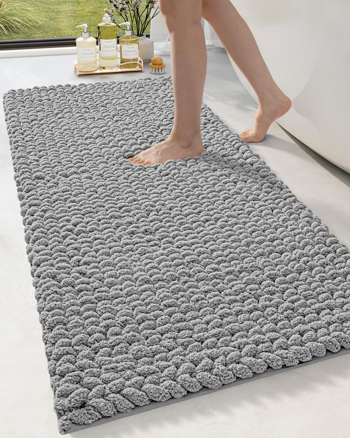 Dexi Bathroom Rugs, Chenille Super Absorbent Mats, Non Slip Washable Rug Carpet, Luxury Soft Thick Plush Bathmat For Tub, Shower