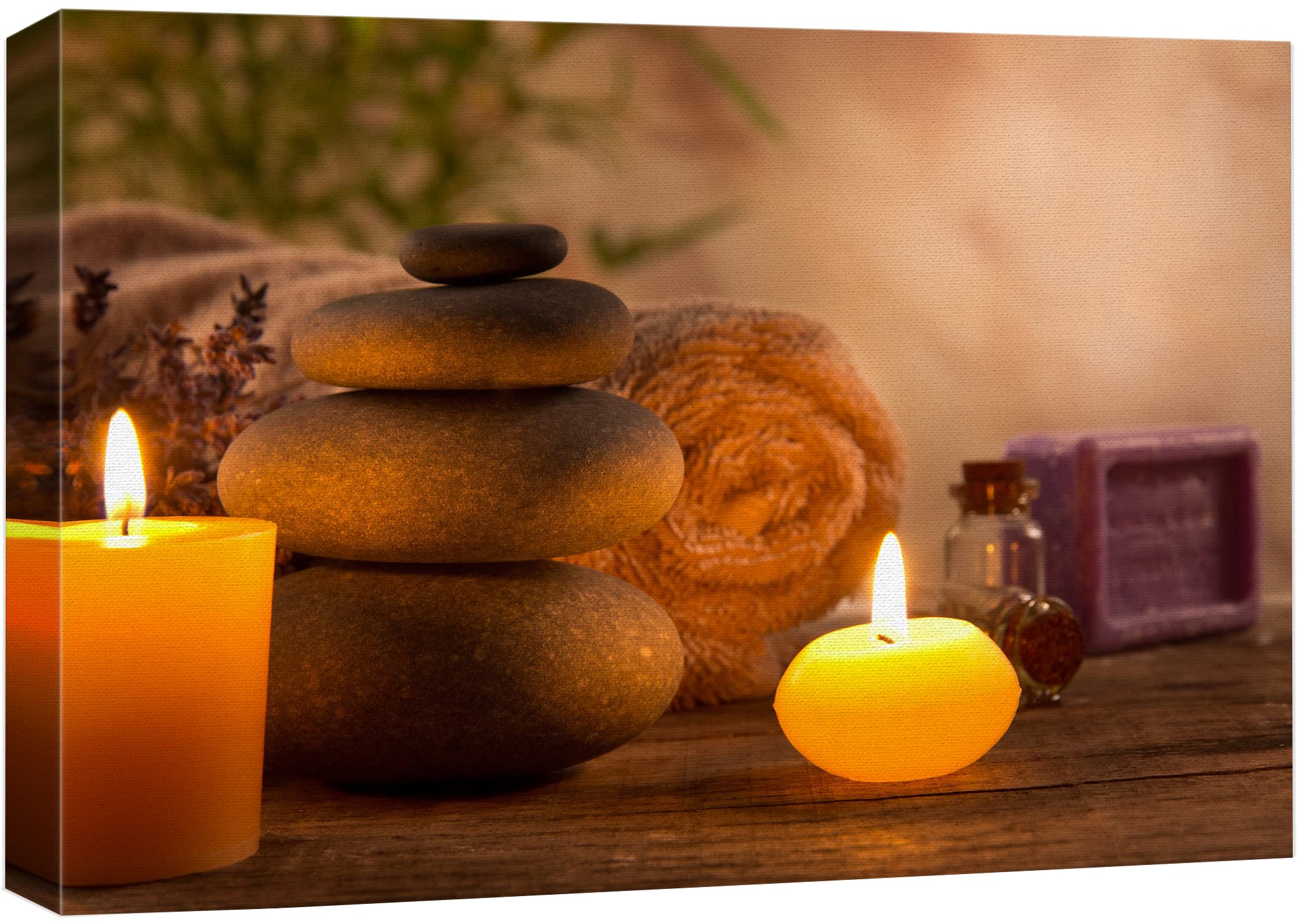 Wall26 Canvas Print Wall Art Zen Pilates Tropical Plant Massage Stone Candles Yoga Nature Photography Realism Rustic Scenic Land