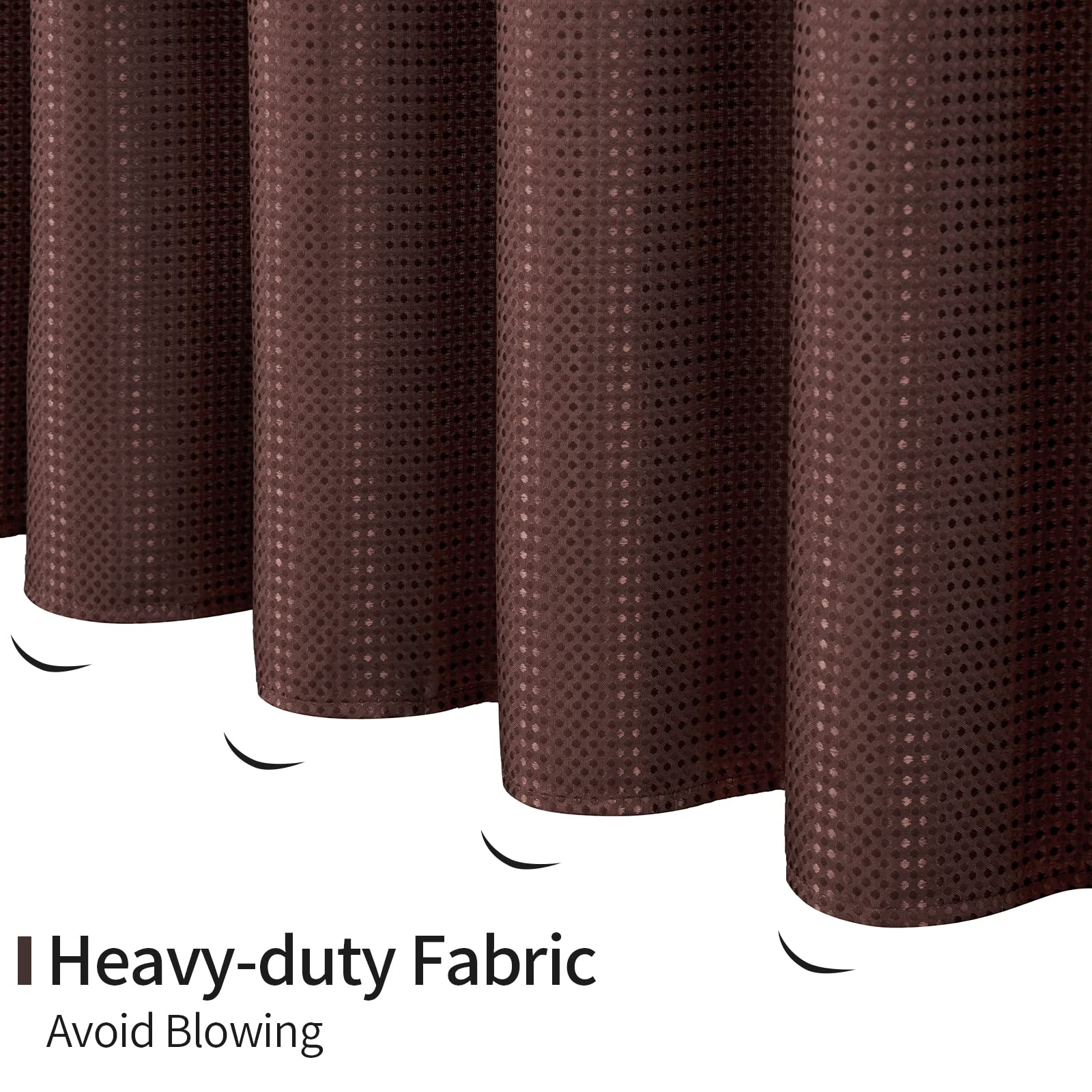 MitoVilla Brown Waffle Shower Curtain Set with Snap-in Liner  Modern Waffle Weave Heavyweight Fabric Shower Curtain for Luxury Neutral Hotel & Spa Bathroom Decor  72 x 72