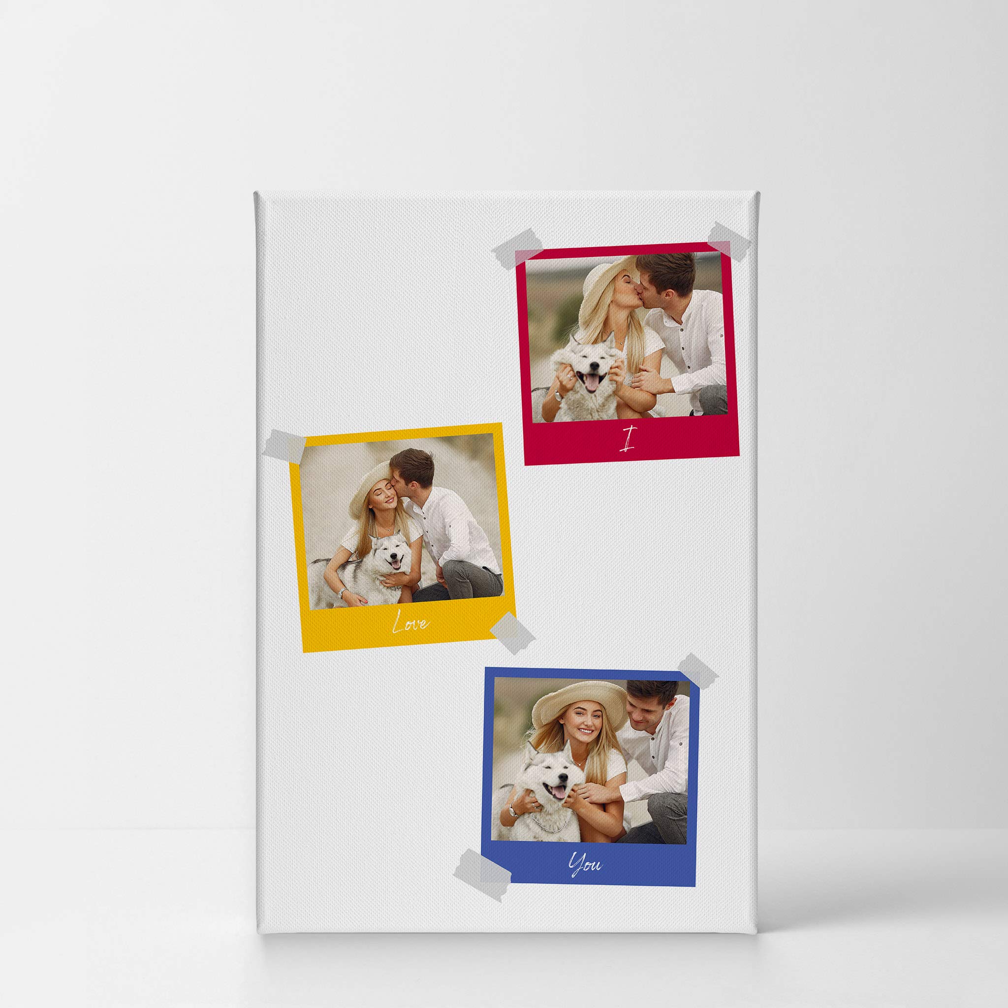 Smile Art Design Custom Photo Print Canvas Print with your Photo Personalized Photo 3 Images Polaroid Photo Collage Picture Colorful with I love You Quote Personalized Gift Wedding Gift - 22x15 inches