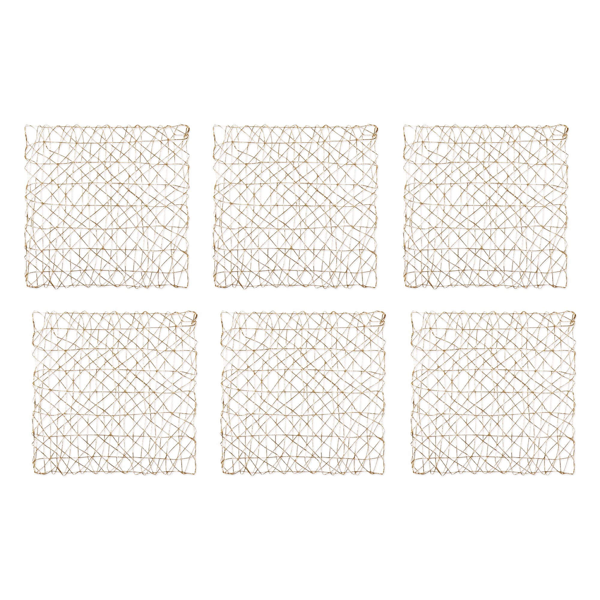 GOLD WOVEN PAPER SQUARE PLACEMAT SET/6