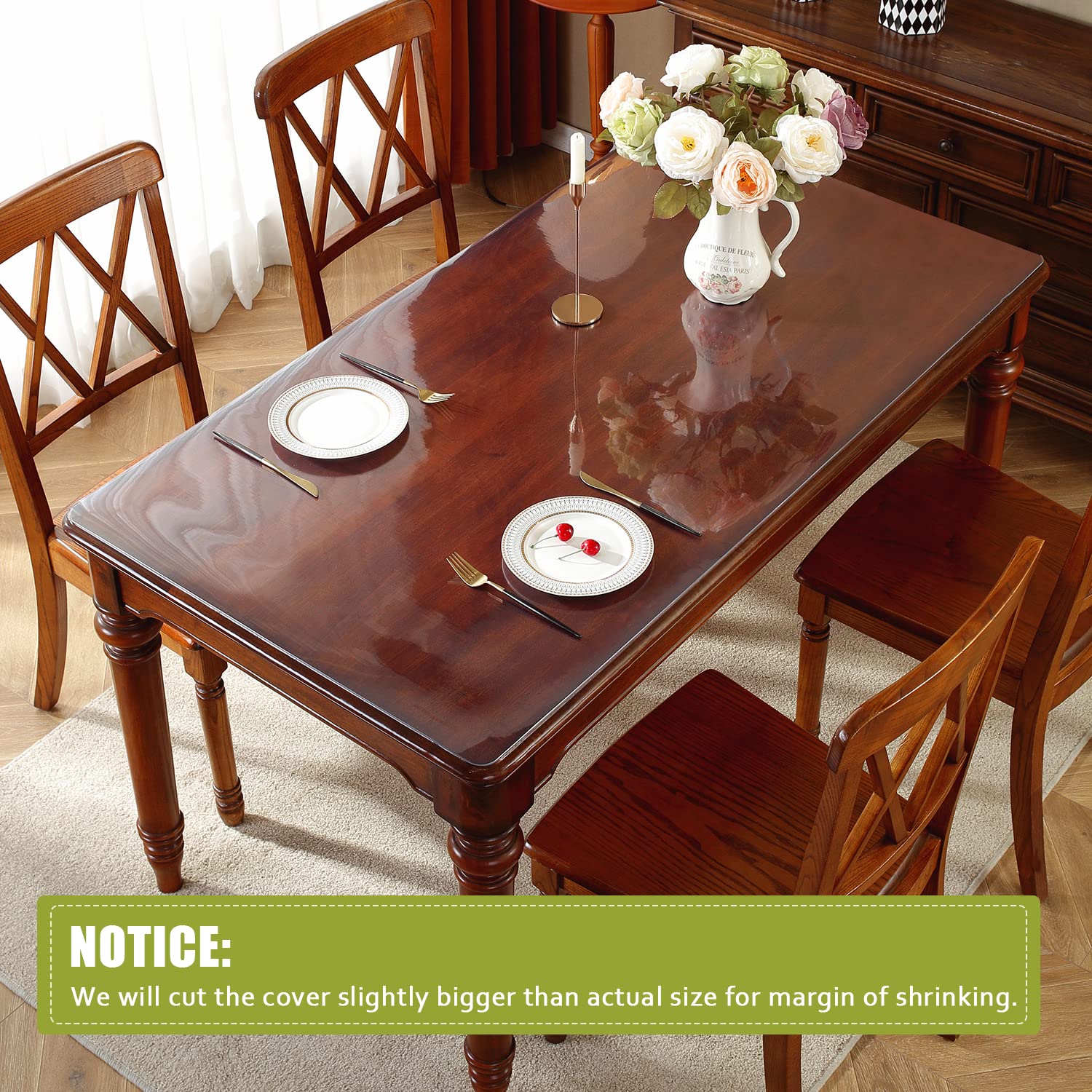 Ostepdecor Clear Desk Protector 2Mm Thick, 17 X 66 Inch Clear Table Cover Protector, Plastic Table Cover, Pvc Clear Desk Pad, De