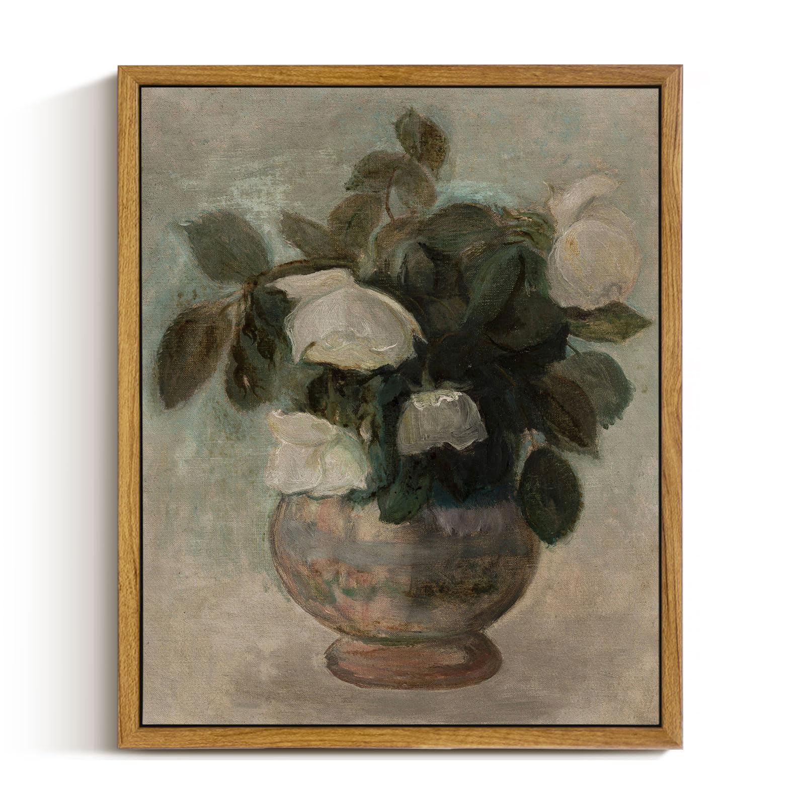 Insimsea Framed Canvas Prints Art Vintage Decor, Botanical Wall Art For Living Room, Rose Flower Pictures Wall Decor, Wall Decor