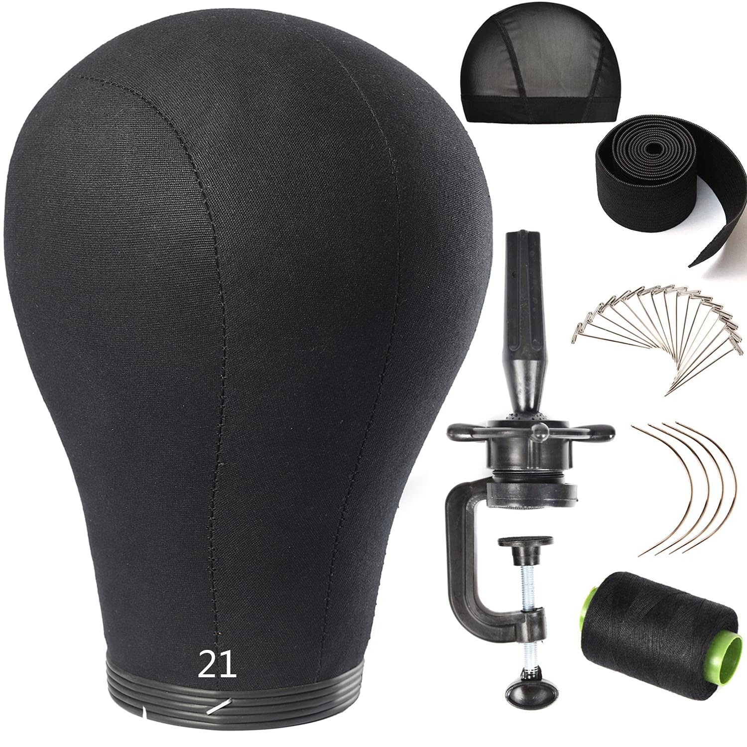 Zgcy 21 Inch Wig Head Cork Canvas Block Head Mannequin Head With Stand For Making Wigs (21-24Inch)