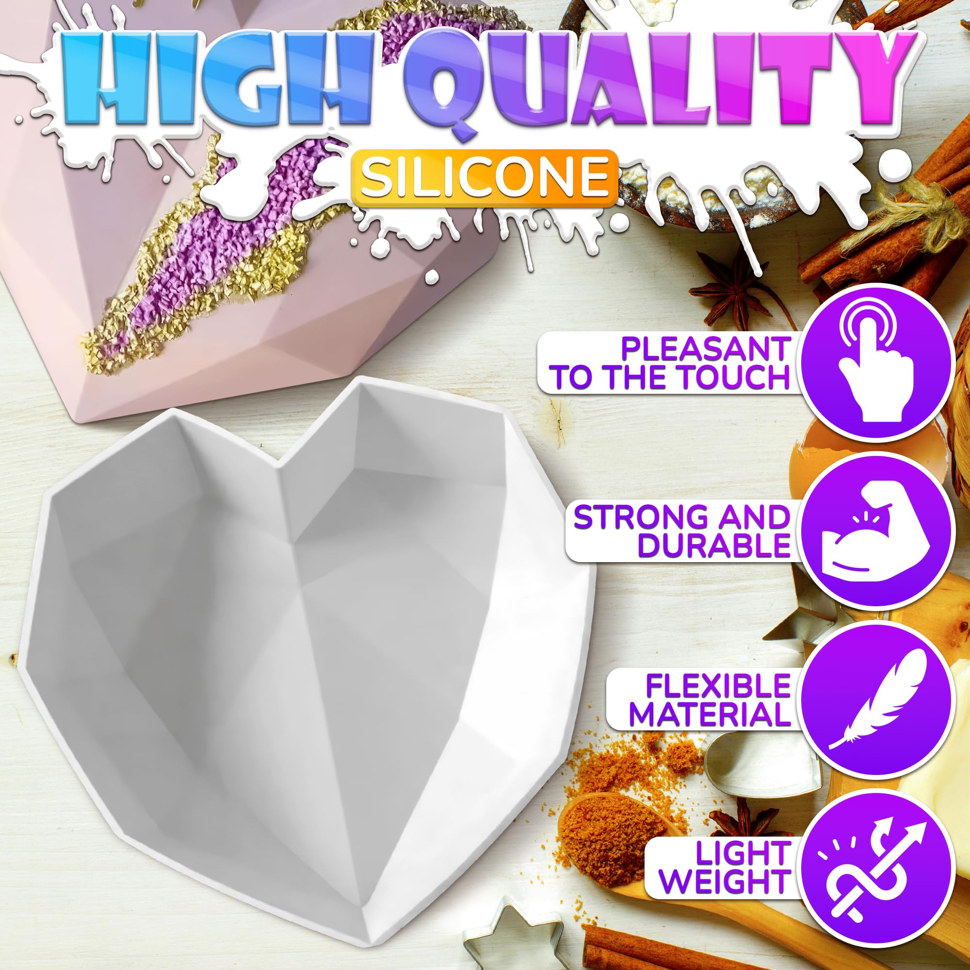 Heart Silicone Molds For Baking - Chocolate Molds Silicone Cake Pop Easter Mold For Baking Non Stick Heart Shaped Cake Pan Mouss