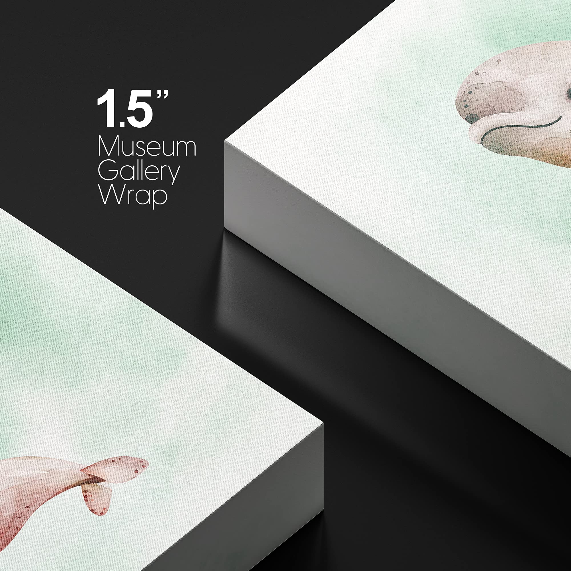 Wall26 Canvas Print Wall Art Watercolor Red, Green & White Beluga Whales Animals Marine Life Illustrations Realism Nautical Scen