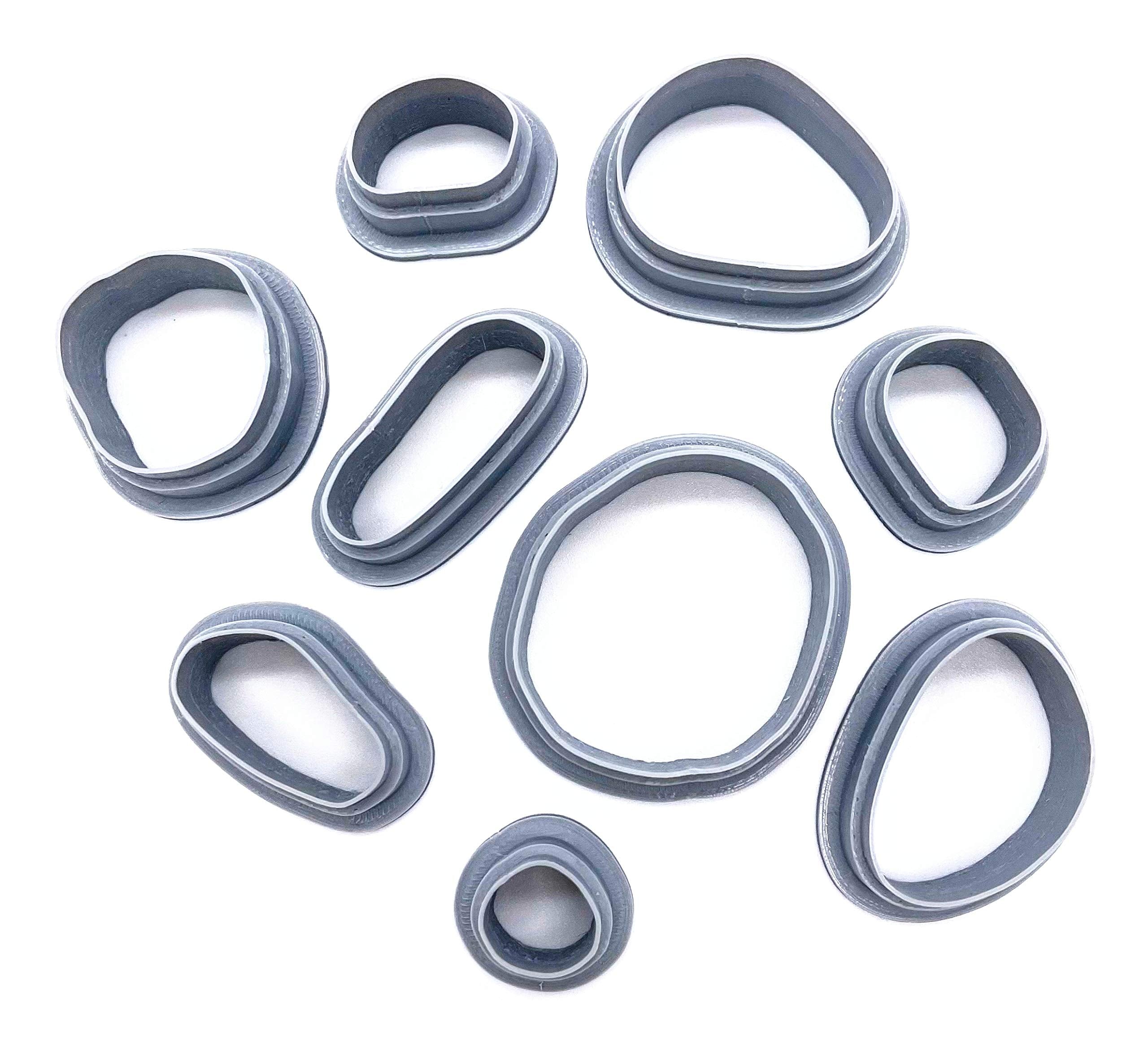 Polymer Clay Cutters - The Clayful Co Pebble Pack Set Of 9 - Plastic Cutter For Making Jewelry And Earring Shapes