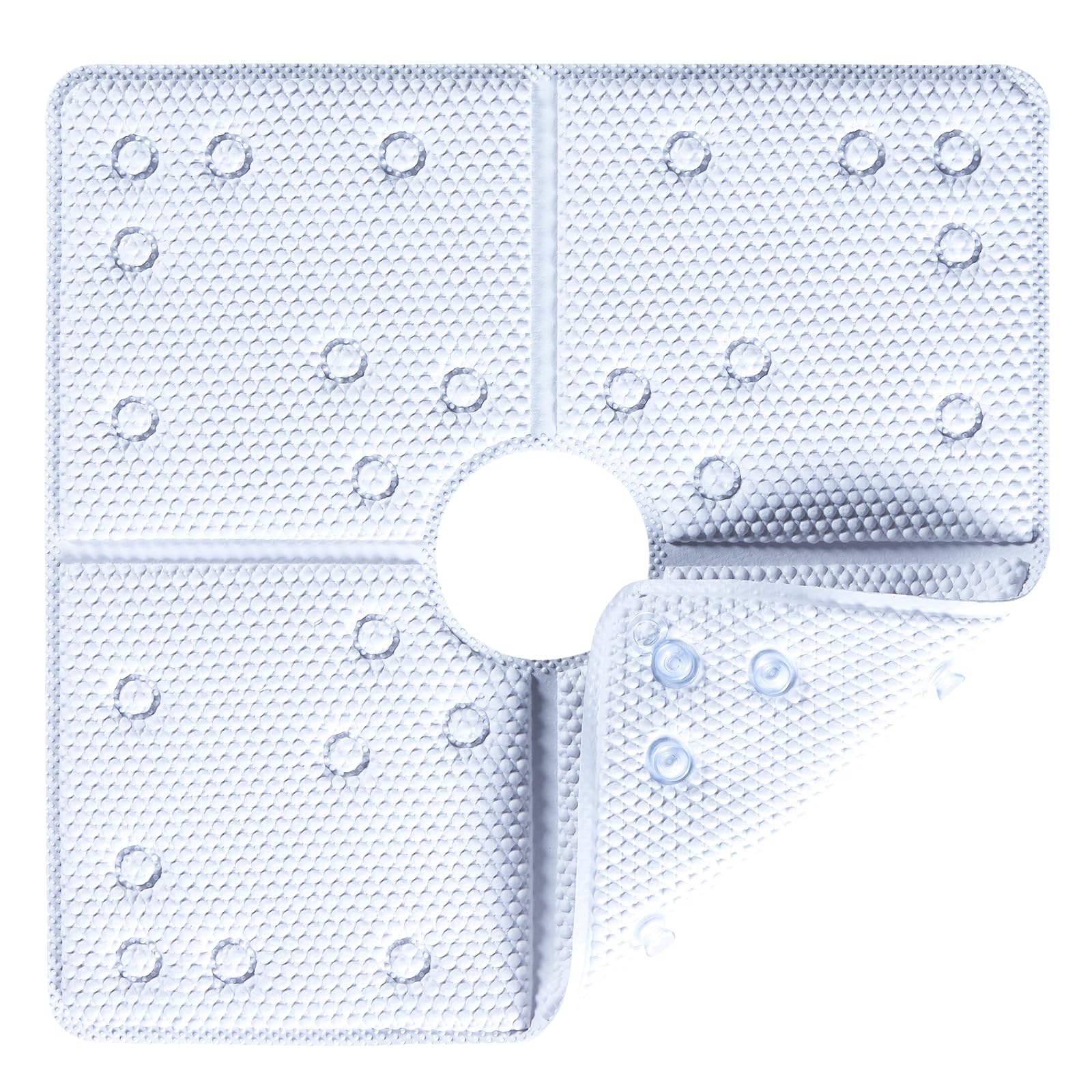 Webos Bathtub Mat Non Slip: Soft Safety Foam Bath & Shower Mat For Tub Suitable For Elderly And Kids 21 X 21Inch With Drain Hole