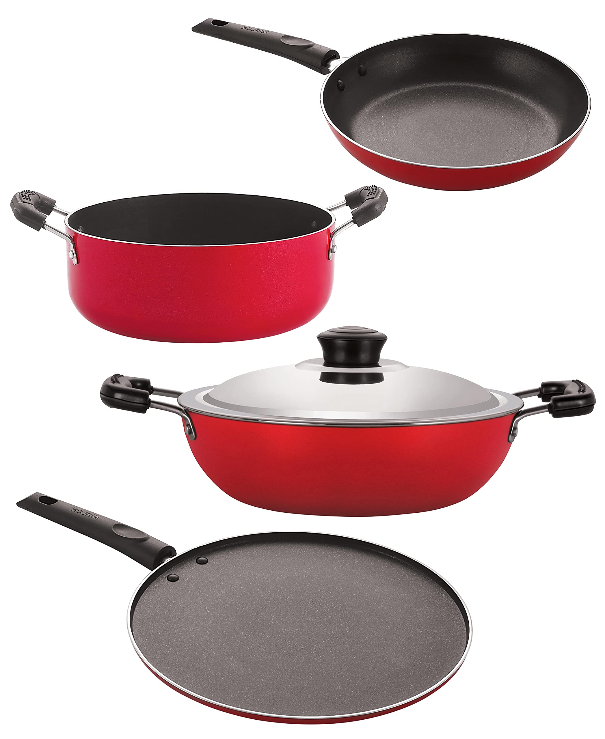 Nirlon Non Stick Cookware Kitchen Cooking Essential Gift Set Of 4 Pieces (Dkd(J)_Tp22_St12_Cs24)