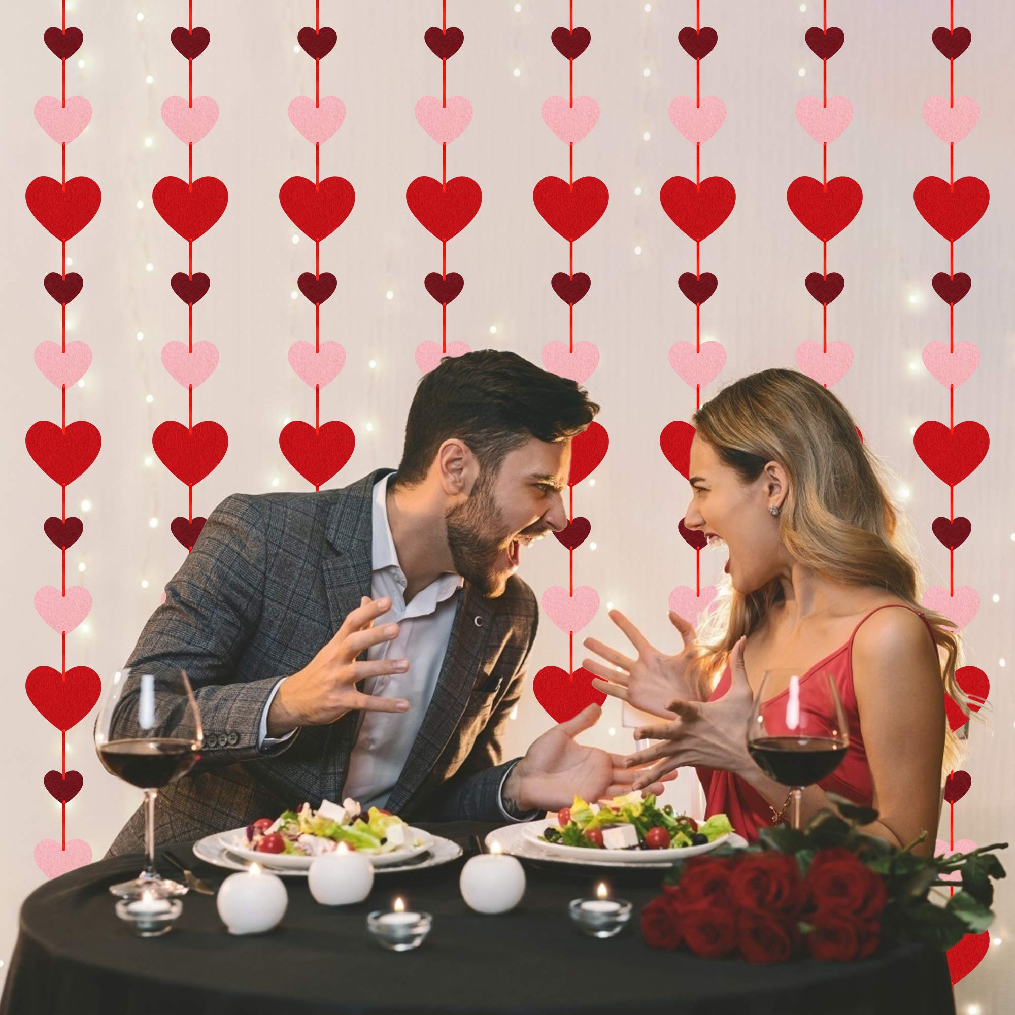 8 Packs Valentines Day Felt Heart Hanging String Garlands - No Diy - Valentines Decorations - Valentine'S Day Party Decorations