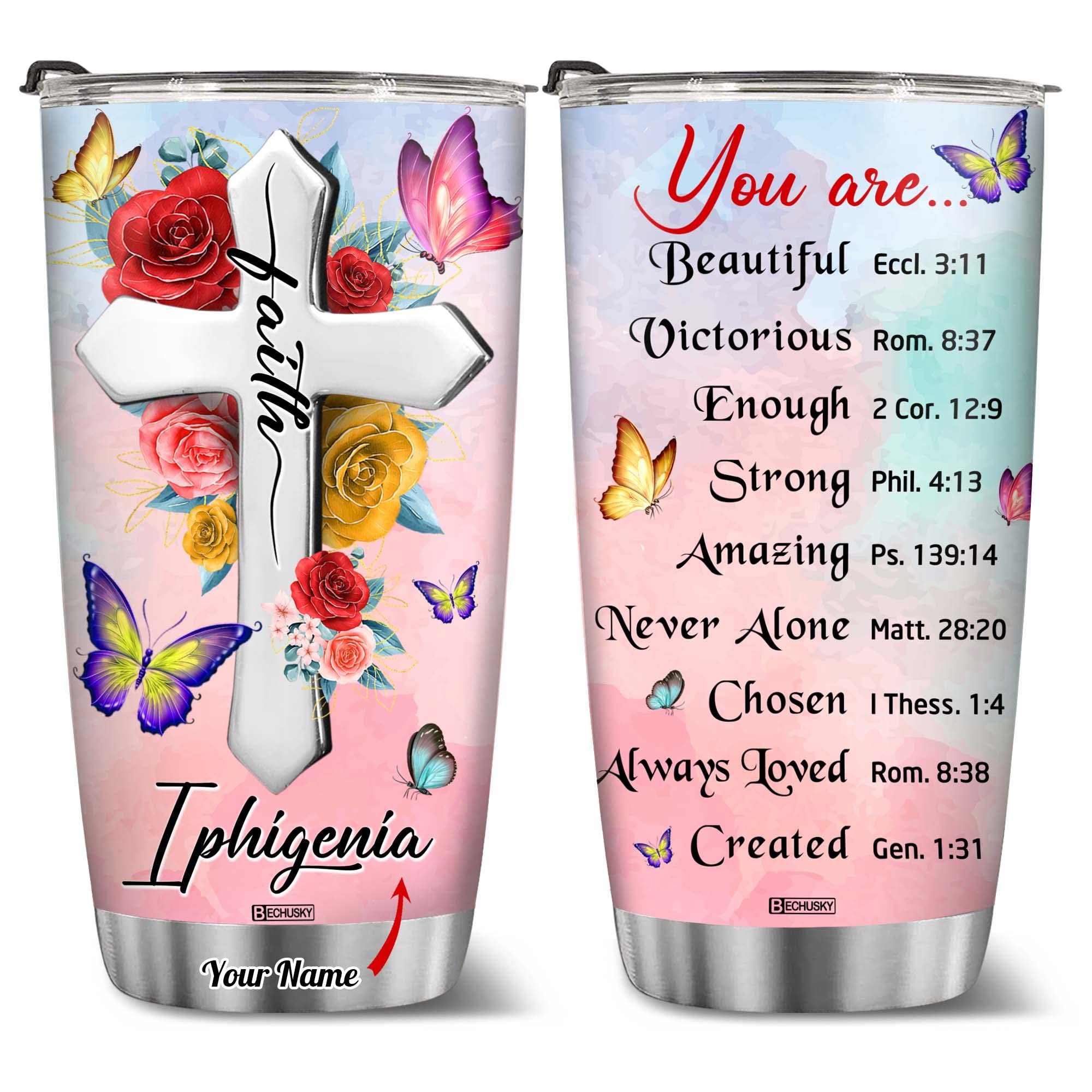 Bechusky Personalized Christian Tumbler Gifts For Women Christian Gifts For Women - Birthday Gifts For Women - Friend Gifts For